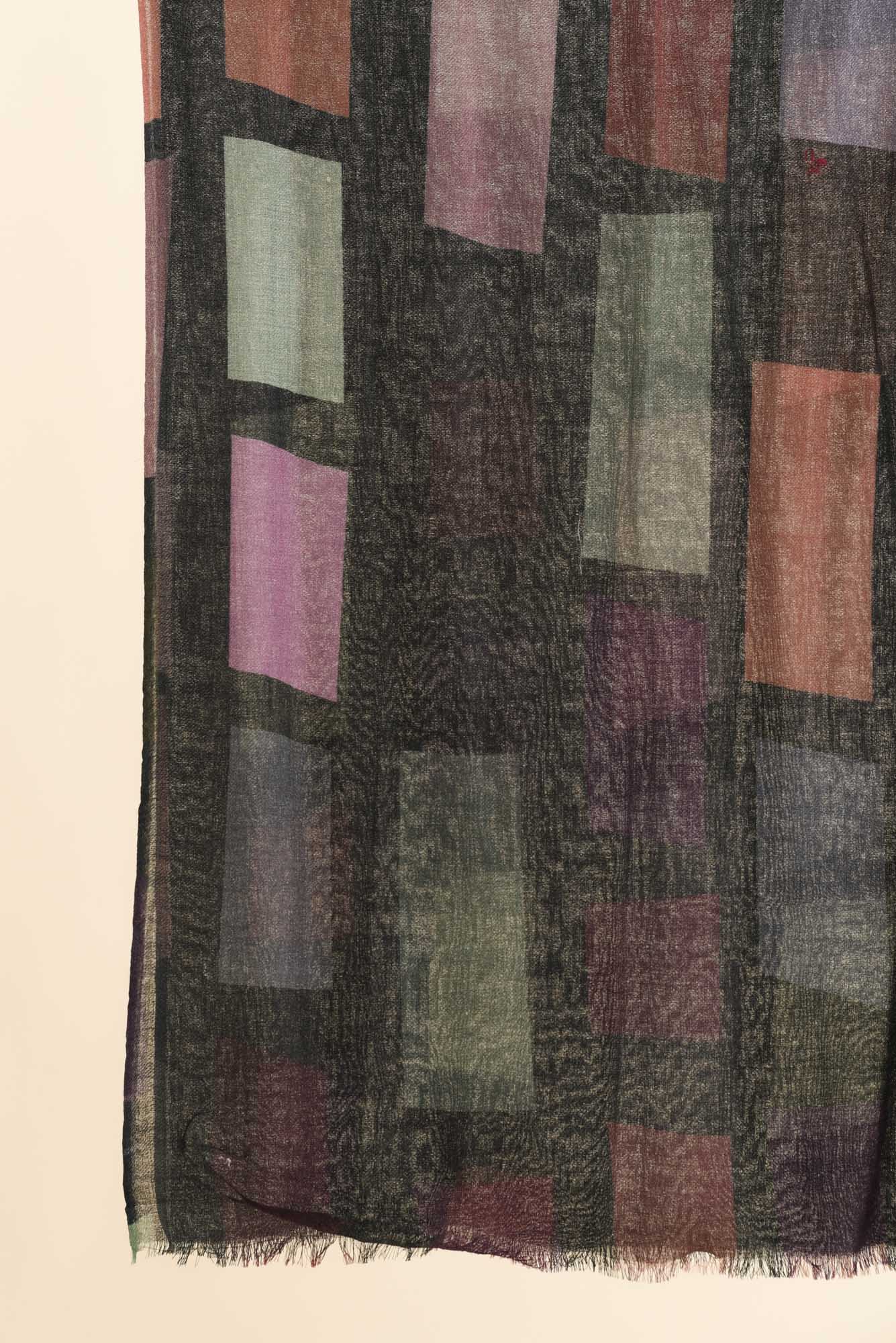 Simona Navy Geo Merino Wool Scarf - Image 3