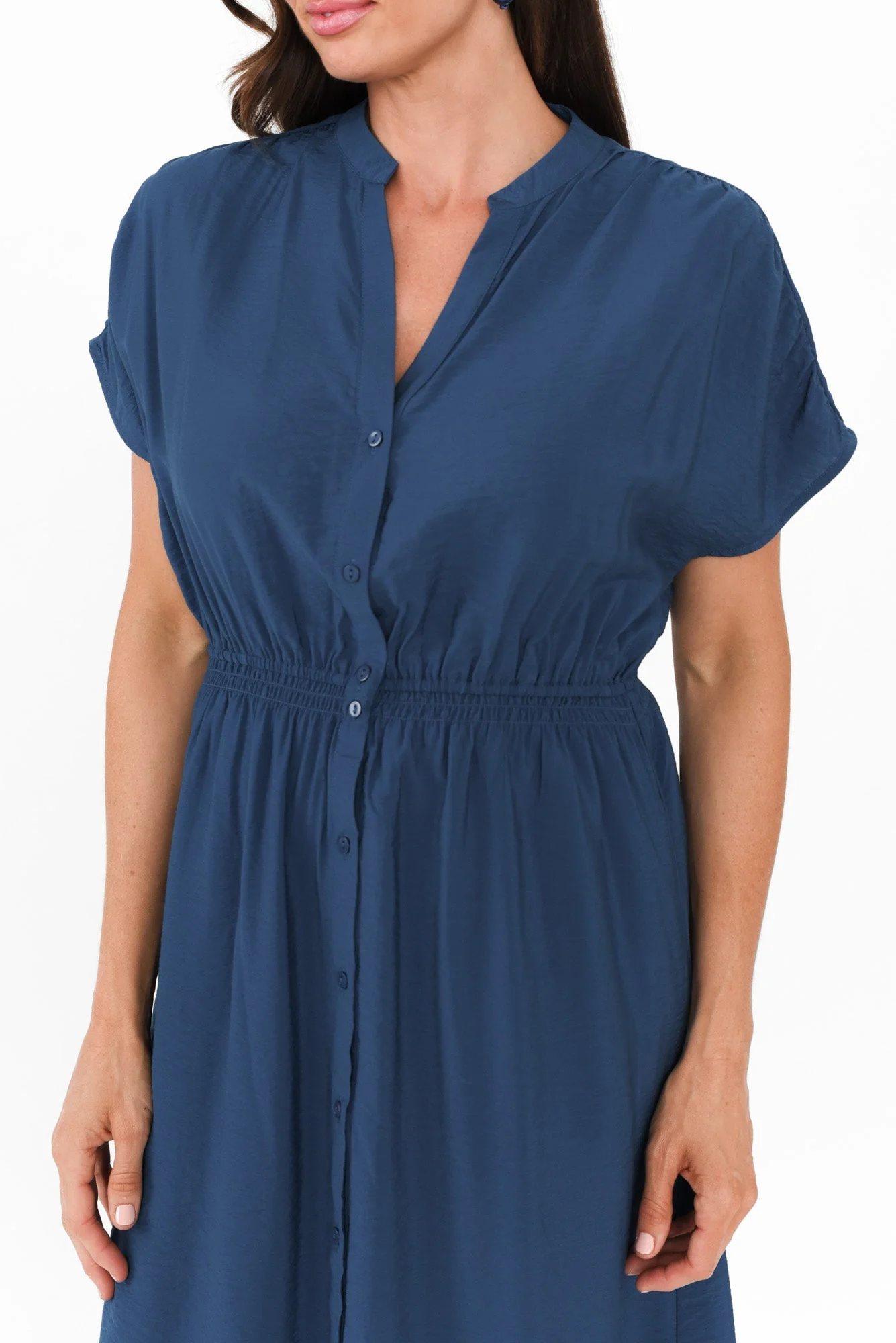 Simone Blue Button Dress - Image 6