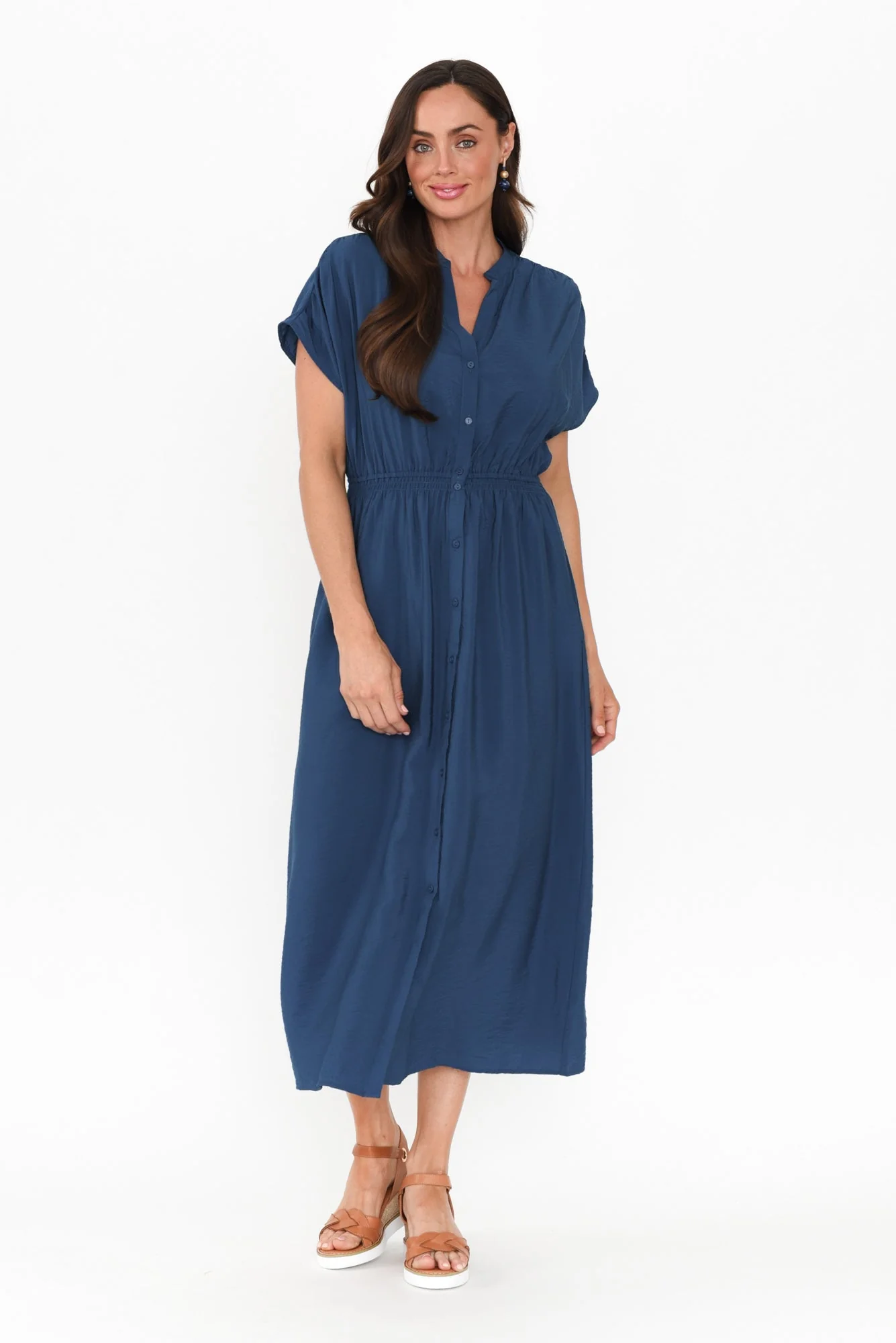 Simone Blue Button Dress - Image 7