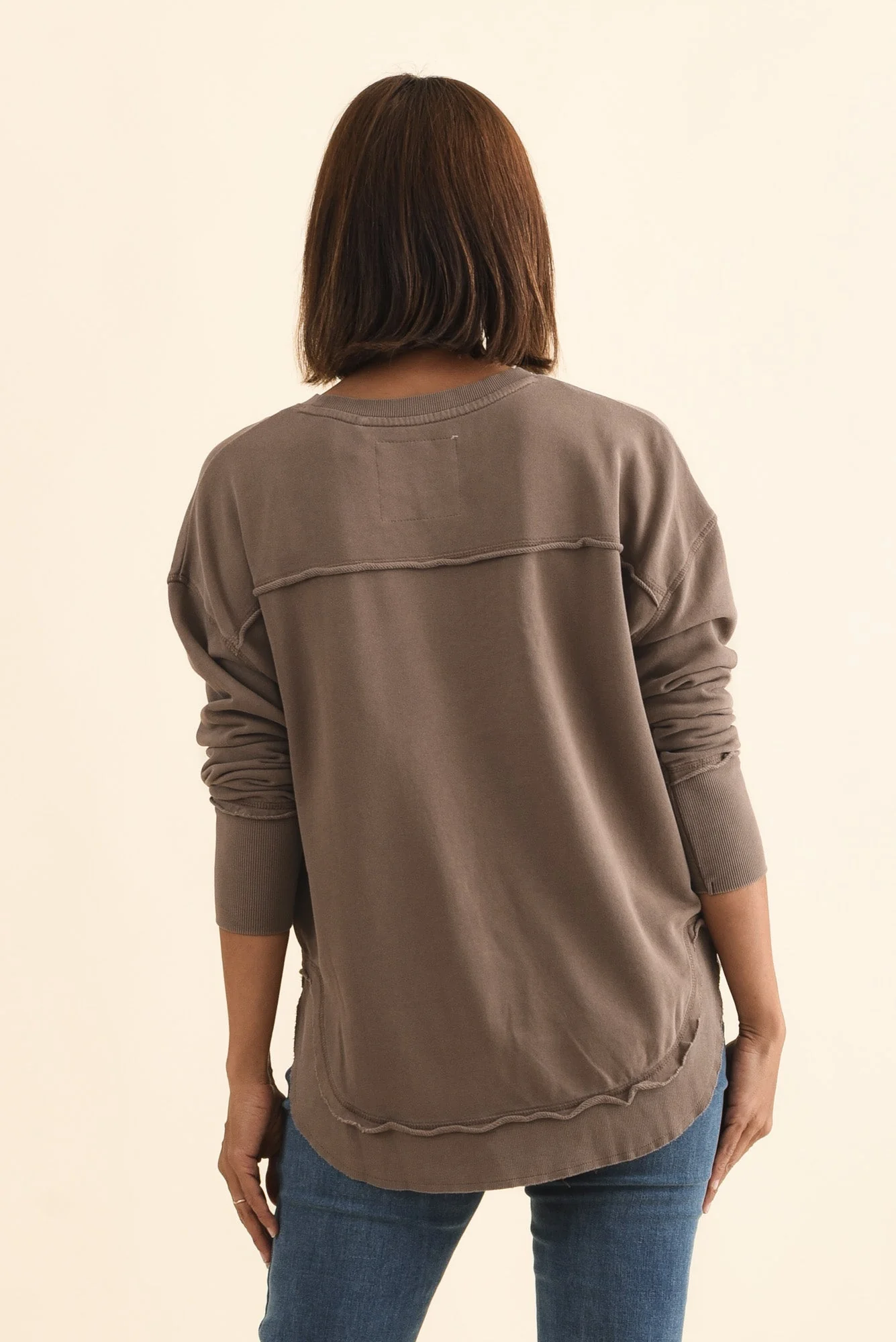 Simplified Brown Crewneck Sweatshirt - Image 4