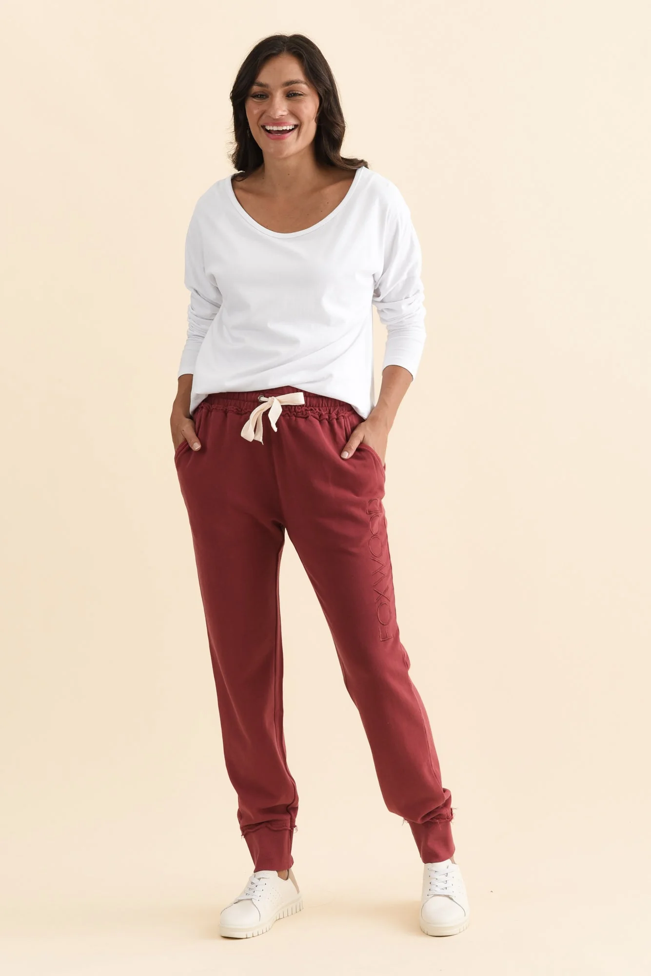 Simplified Cherry Cotton Drawstring Sweatpants - Image 2