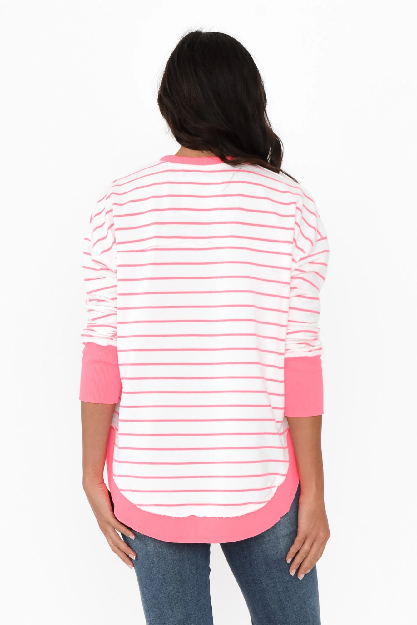 Simplified Pink Stripe Crewneck Sweatshirt - Image 4