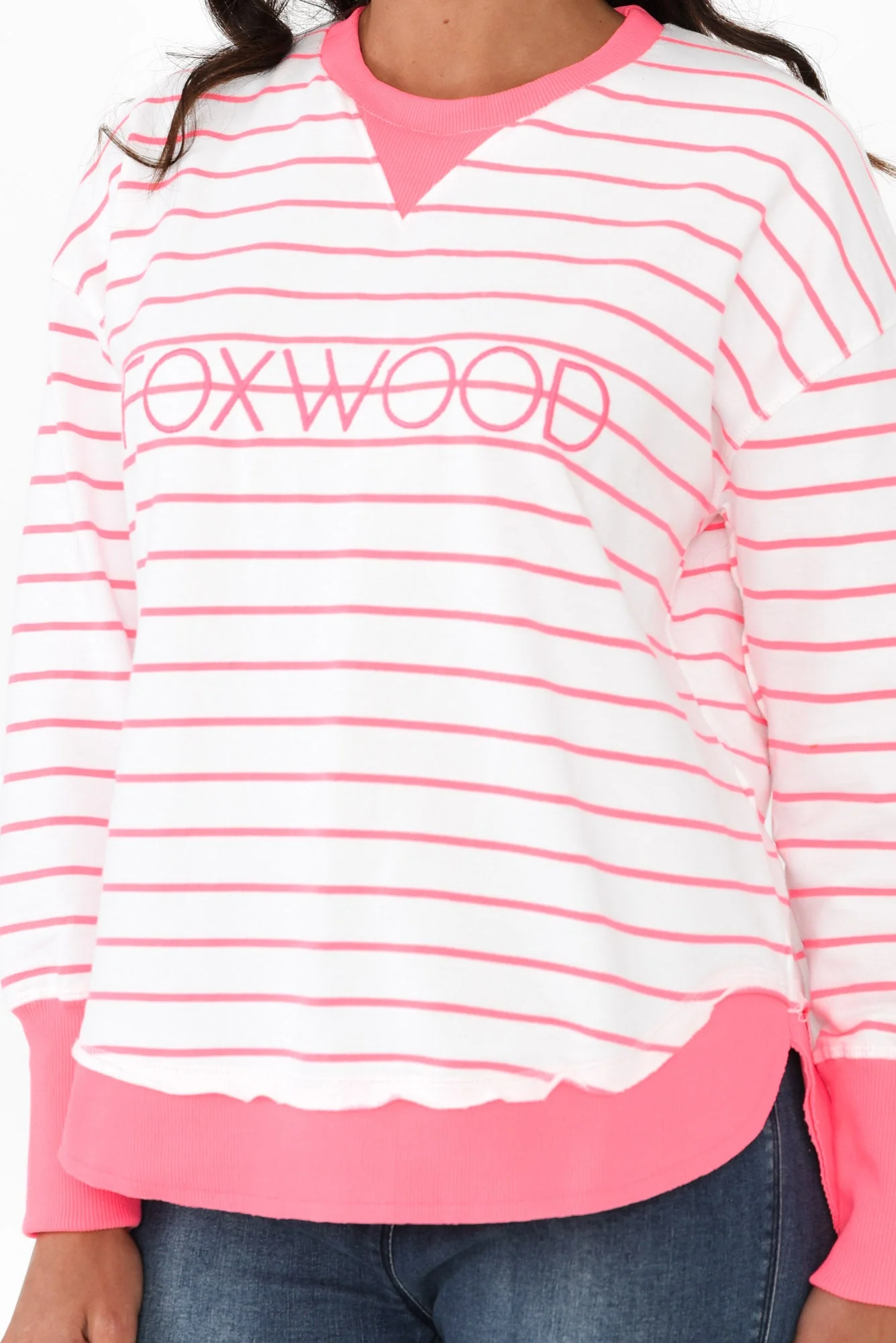 Simplified Pink Stripe Crewneck Sweatshirt - Image 5