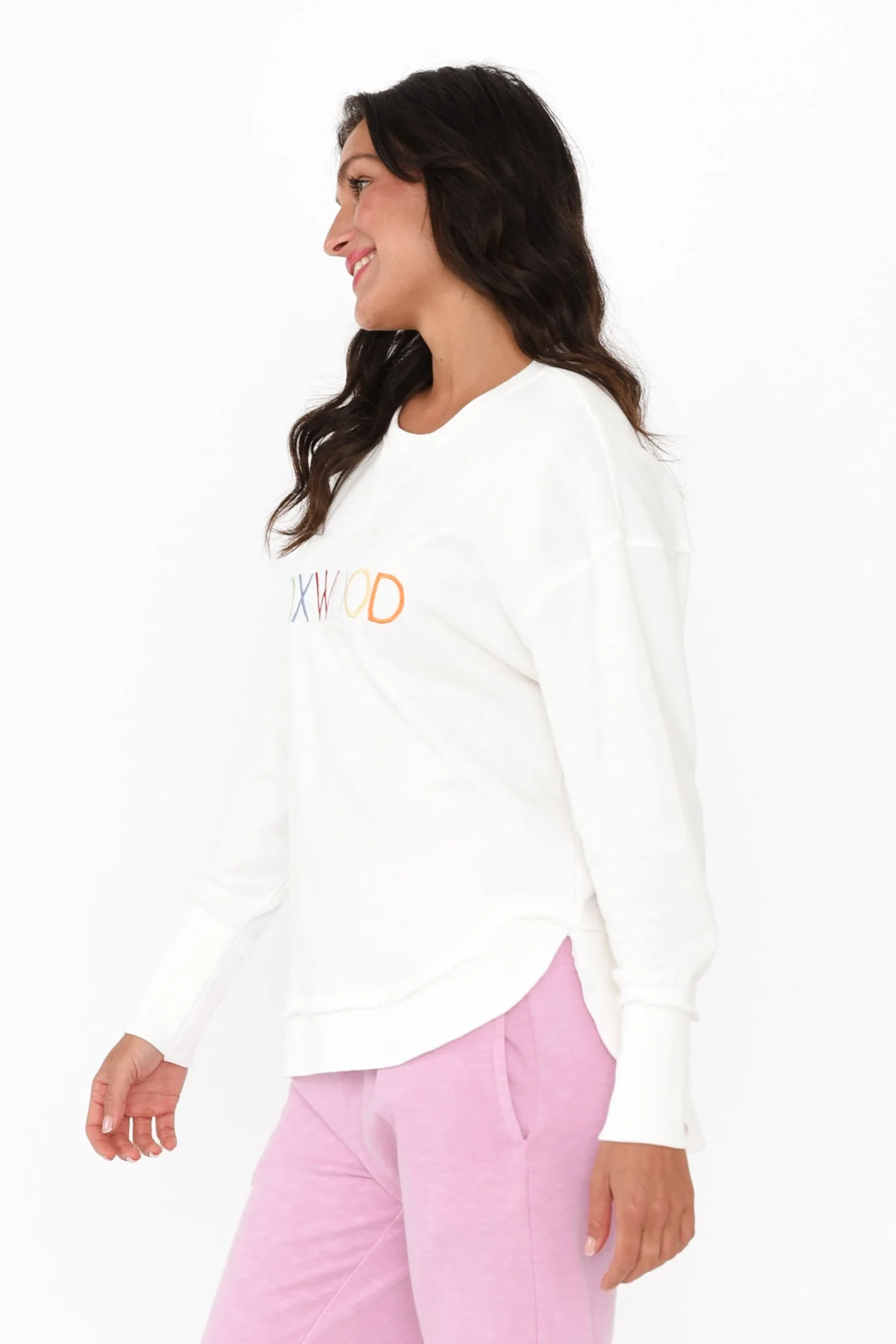 Simplified White Confetti Crewneck Sweatshirt - Image 3