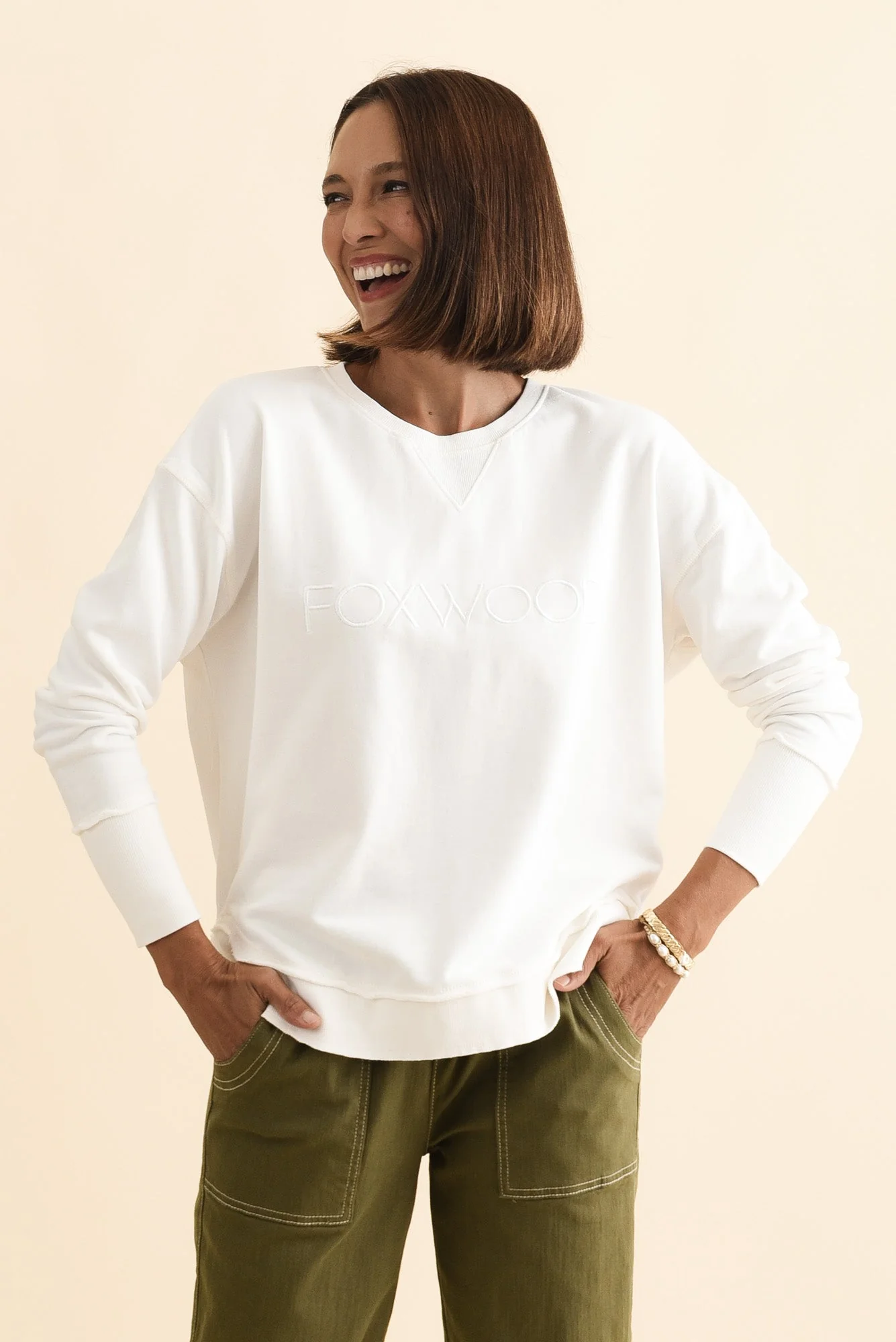 Simplified White Crewneck Sweatshirt - Image 2