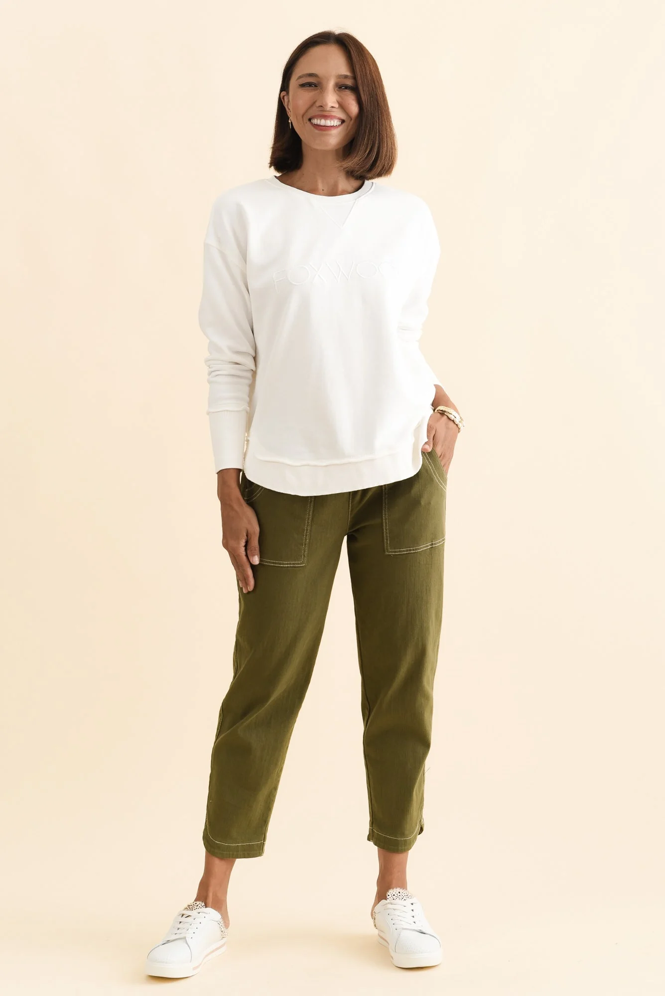 Simplified White Crewneck Sweatshirt - Image 4