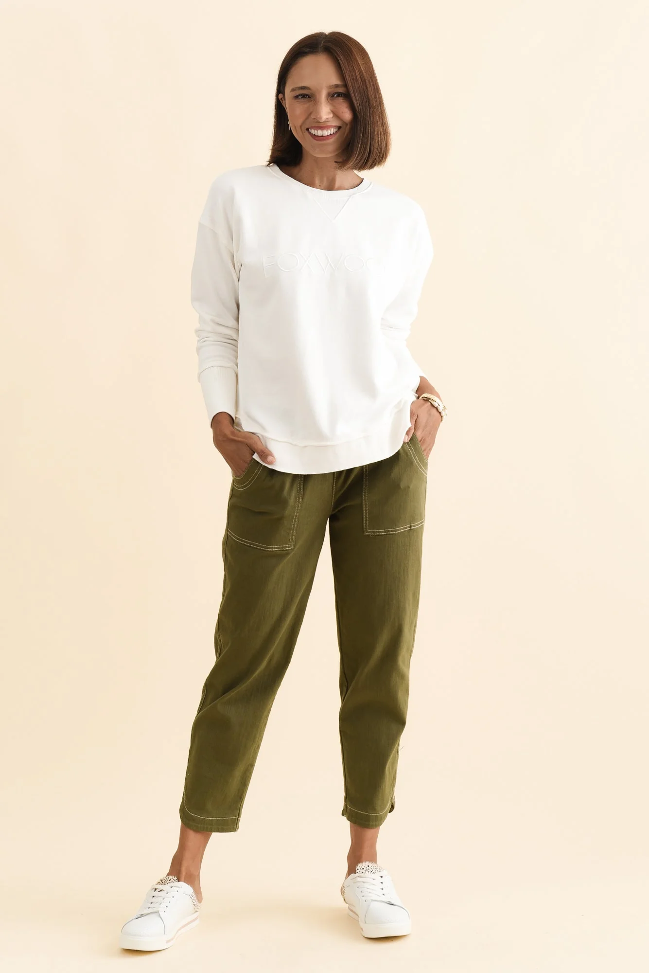Simplified White Crewneck Sweatshirt - Image 8