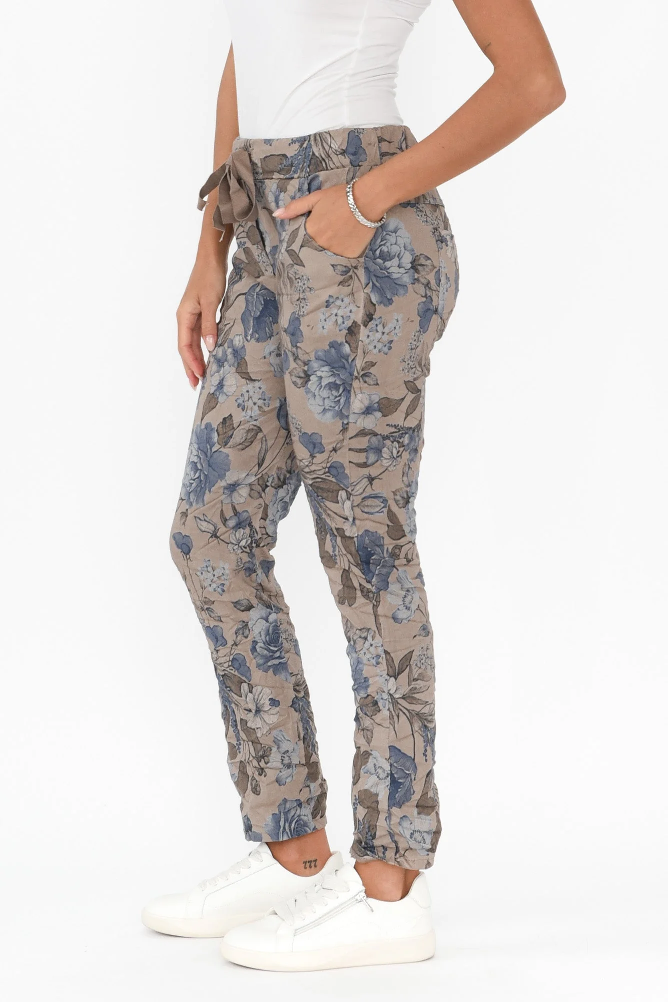Simpson Taupe Floral Stretch Pants - Image 3