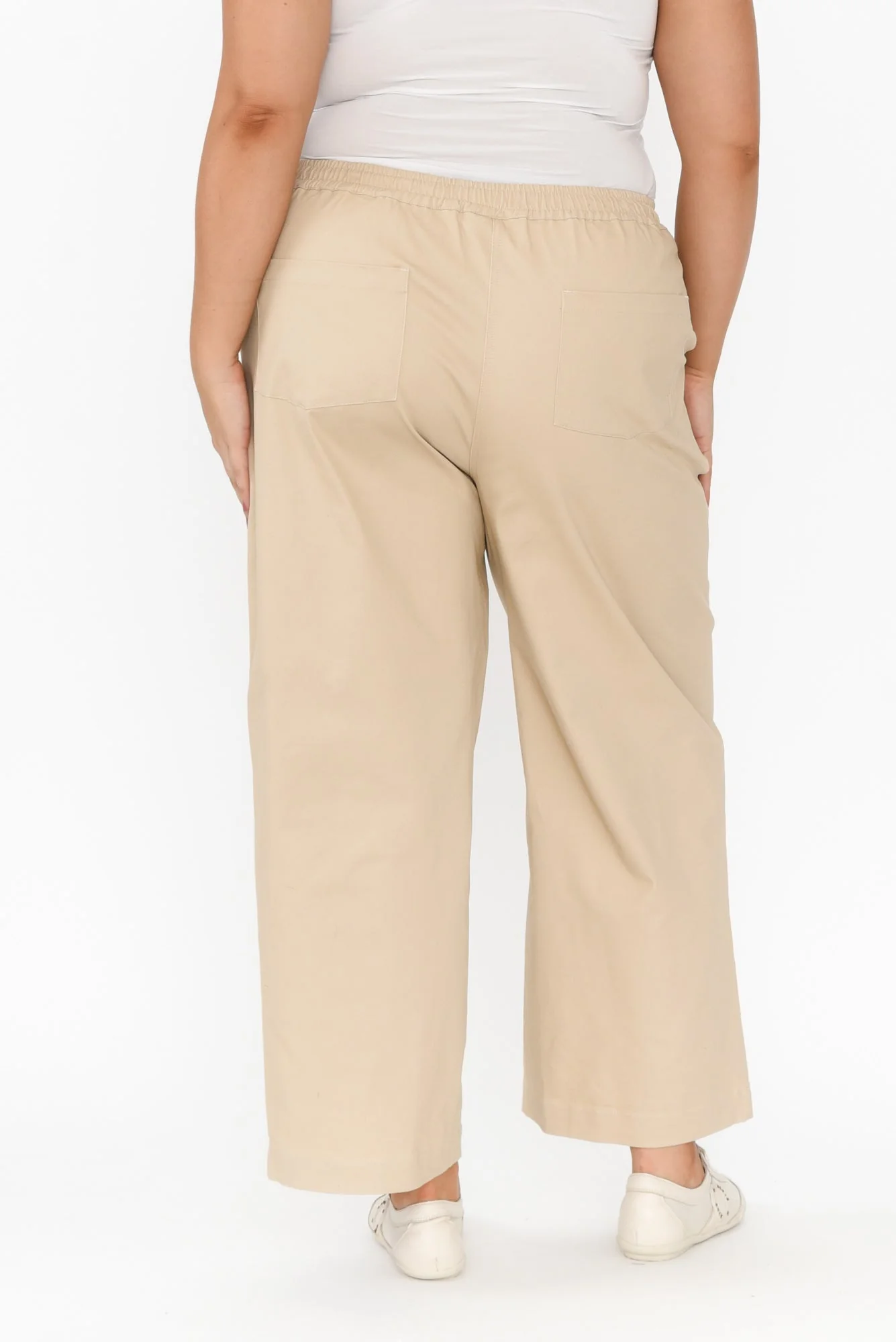 Sinatra Beige Cotton Wide Leg Pants - Image 11