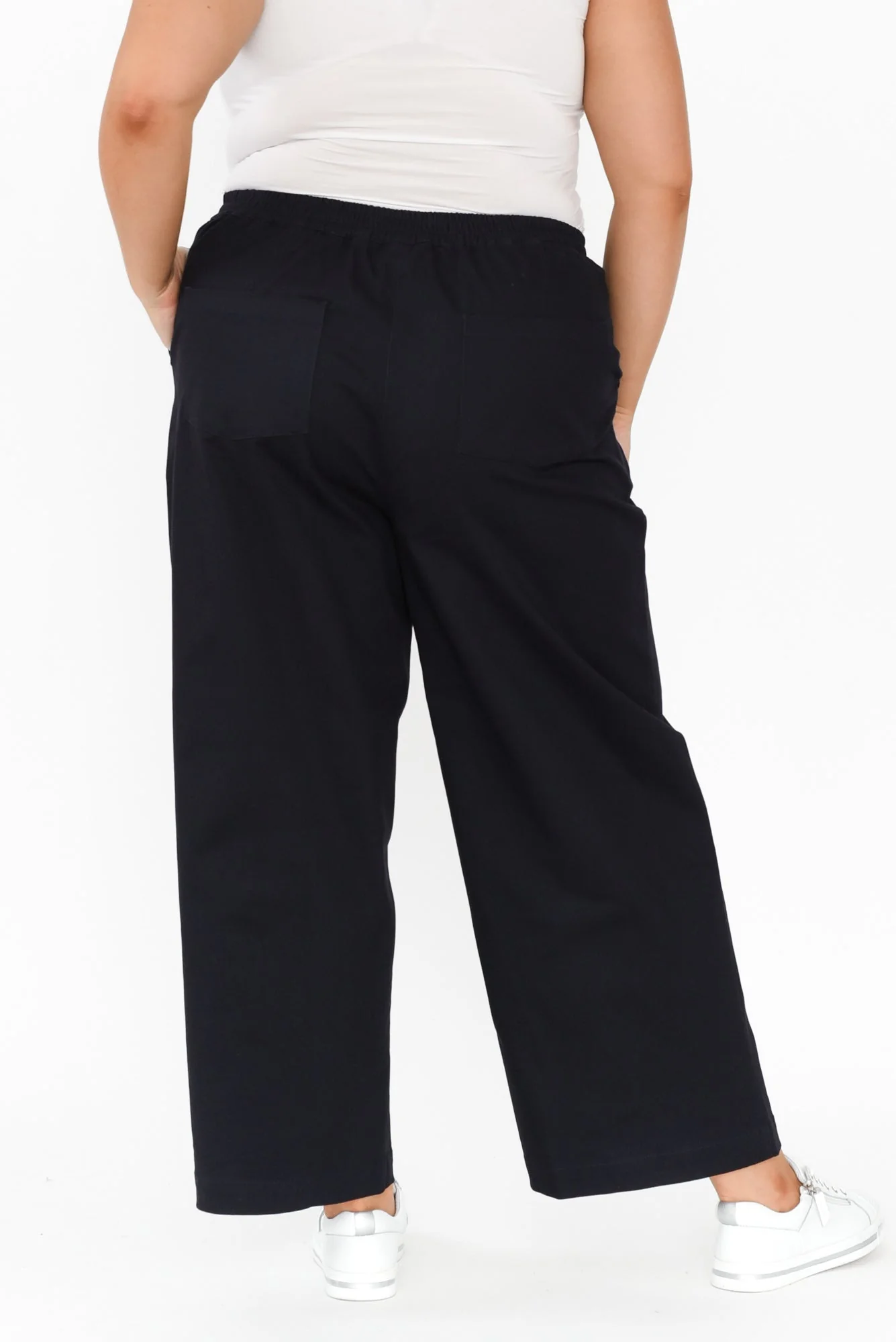 Sinatra Navy Cotton Wide Leg Pants - Image 11