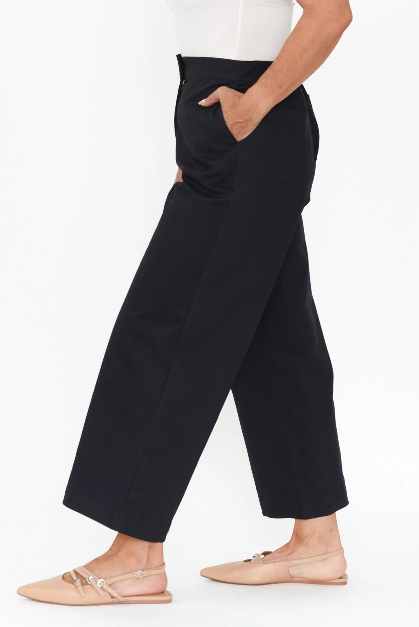 Sinatra Navy Cotton Wide Leg Pants - Image 4