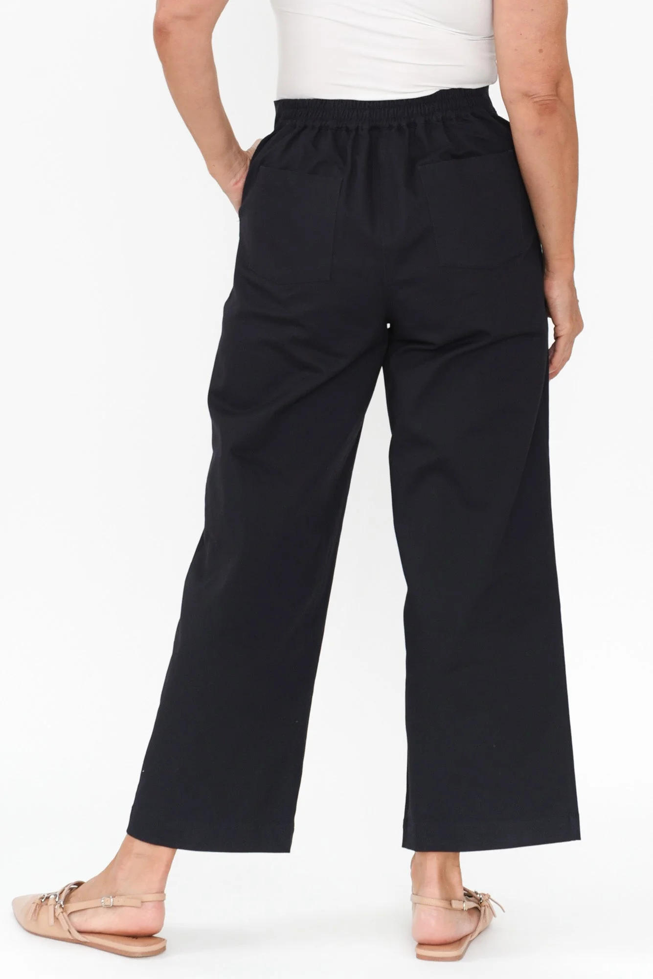 Sinatra Navy Cotton Wide Leg Pants - Image 5
