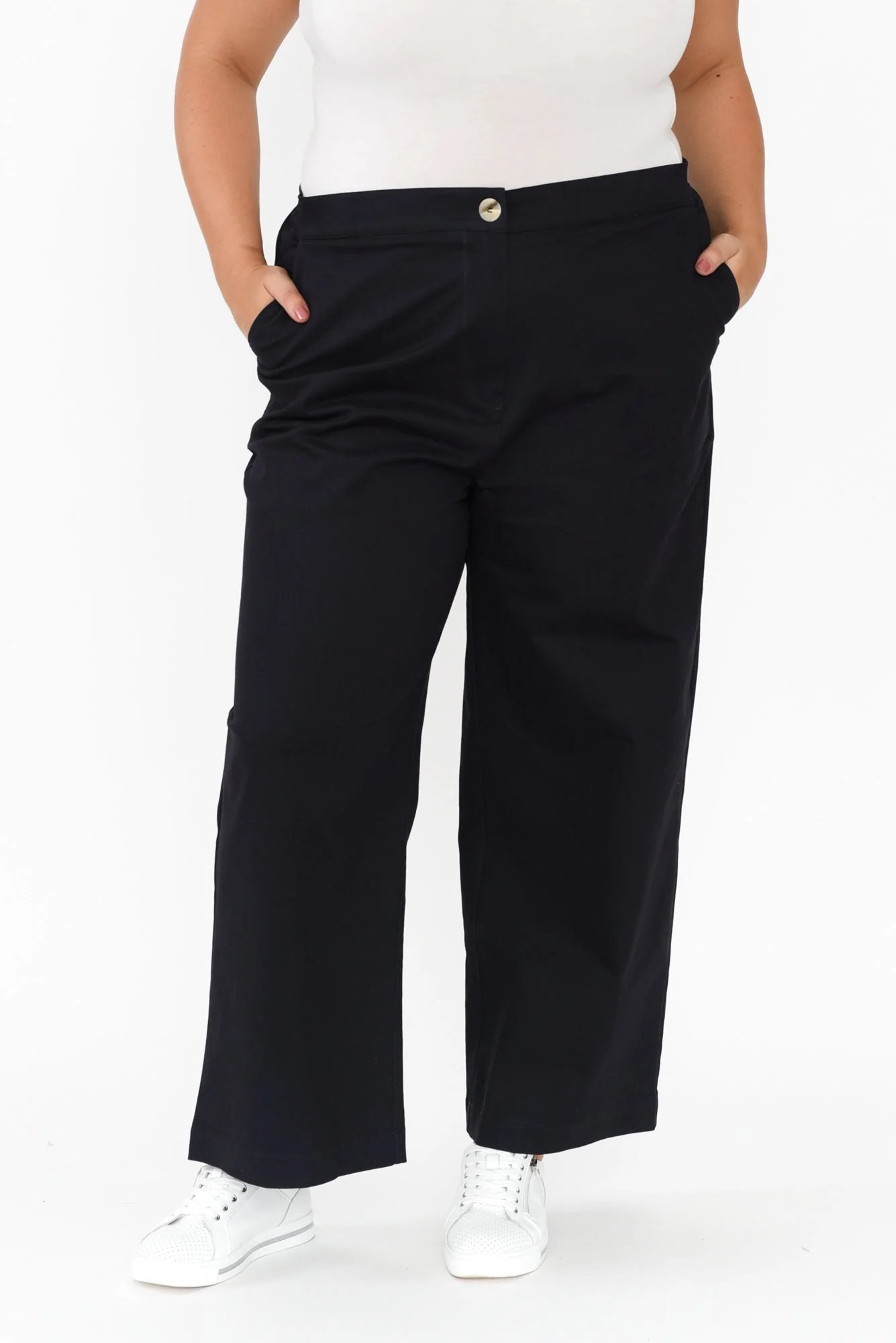 Sinatra Navy Cotton Wide Leg Pants - Image 8