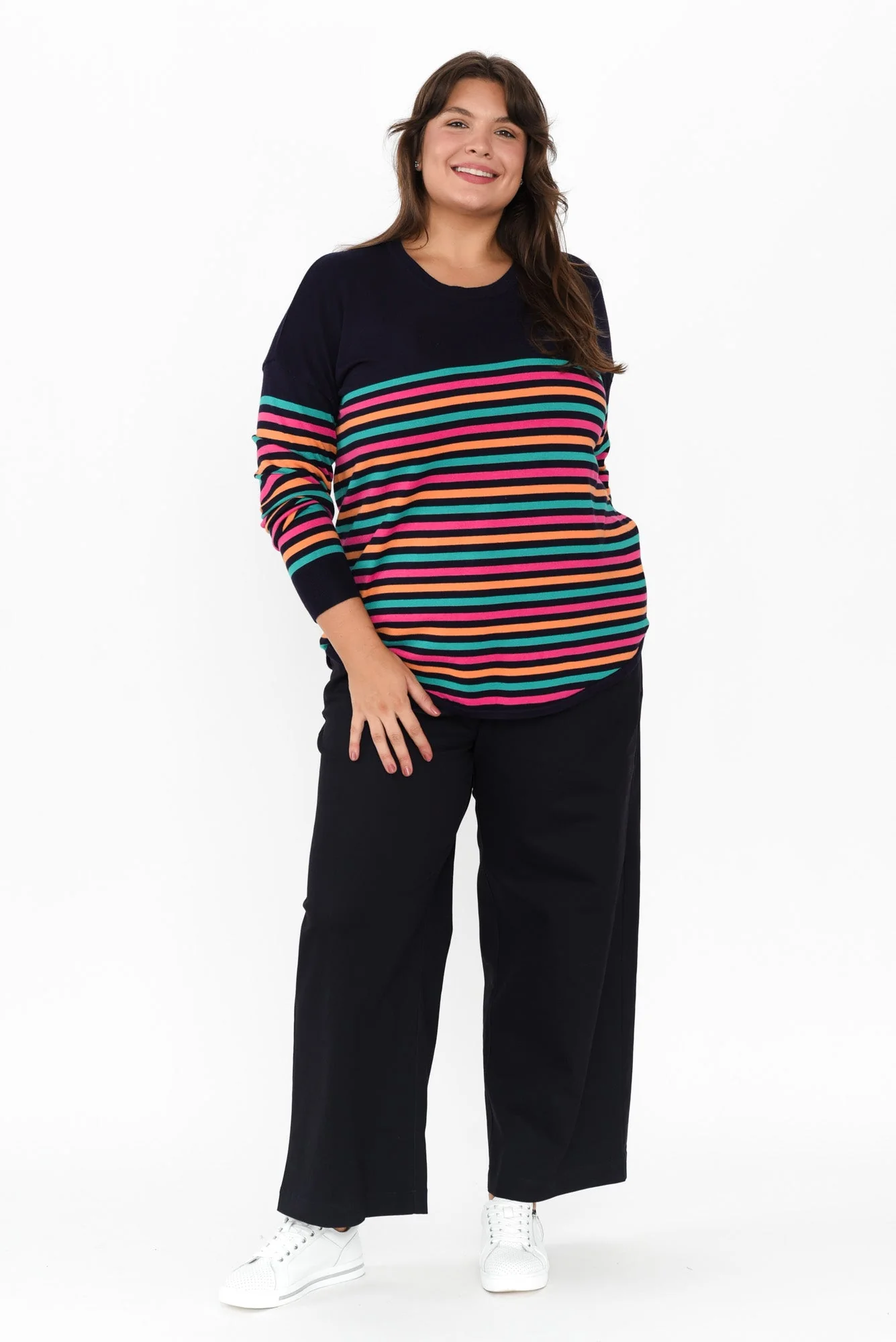 Sinatra Navy Cotton Wide Leg Pants - Image 9