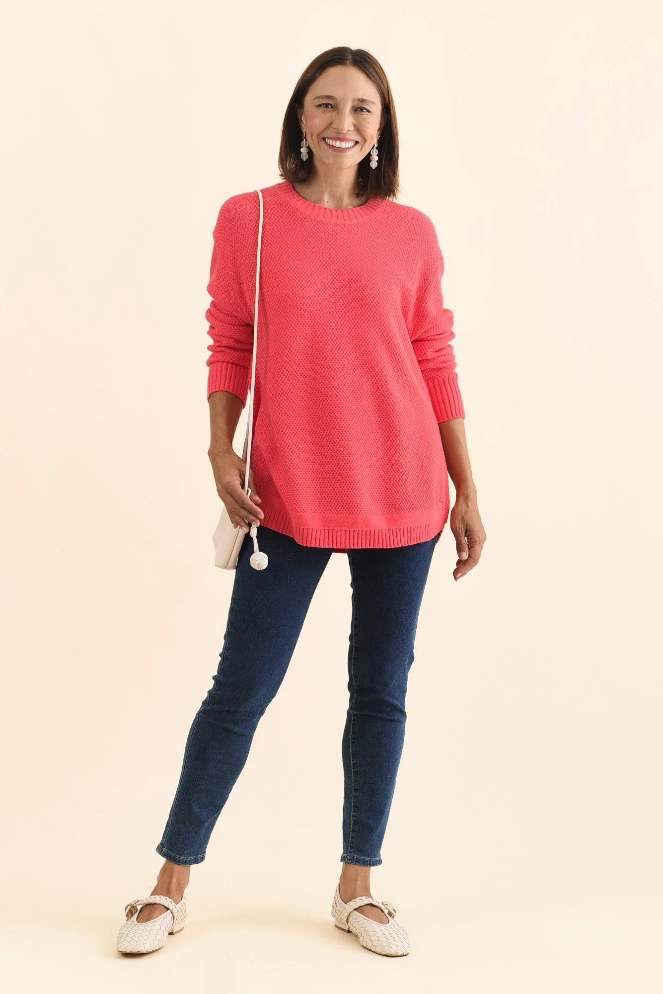Skylar Coral Cotton Blend Knit Jumper - Image 2