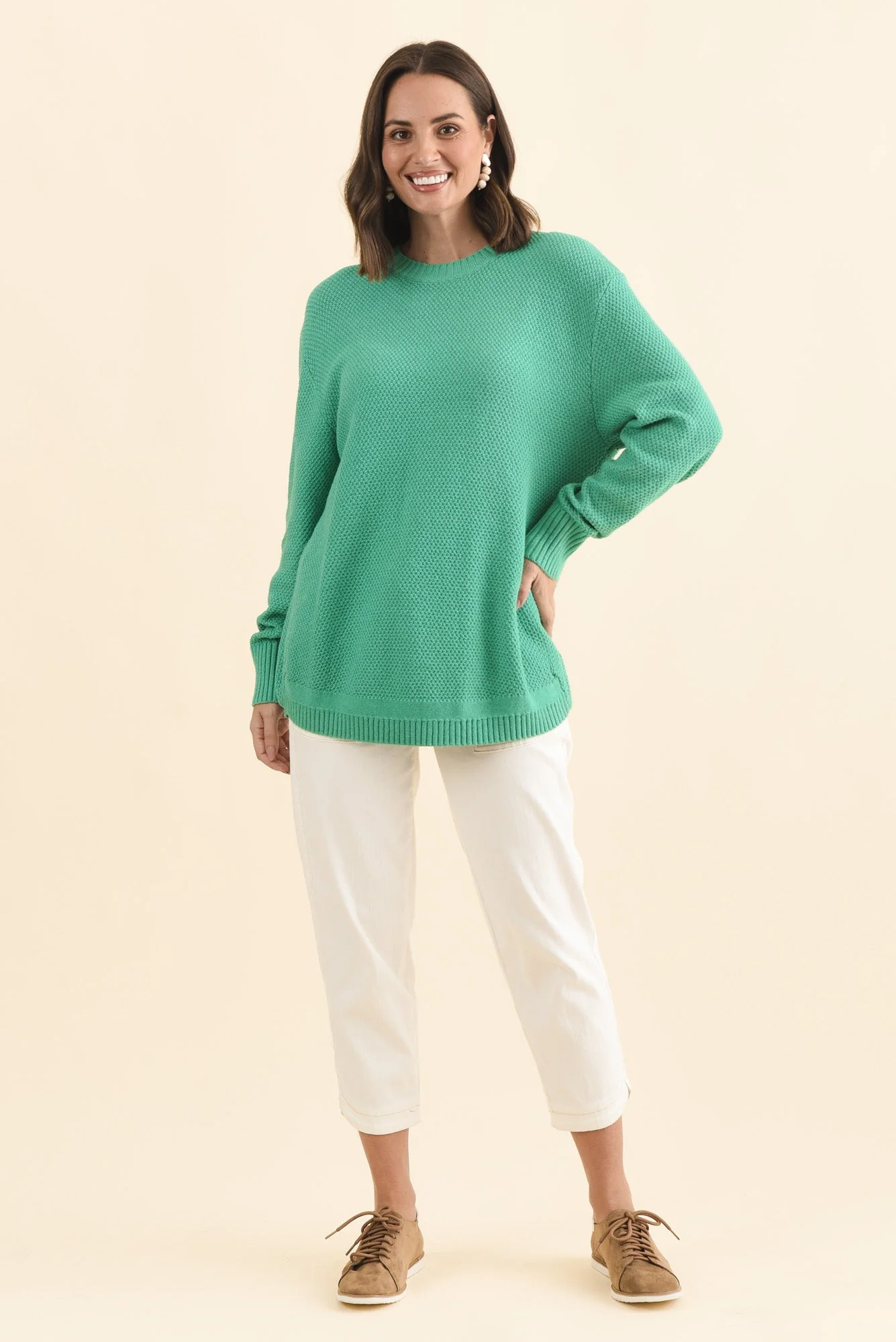 Skylar Green Cotton Blend Knit Jumper - Image 6