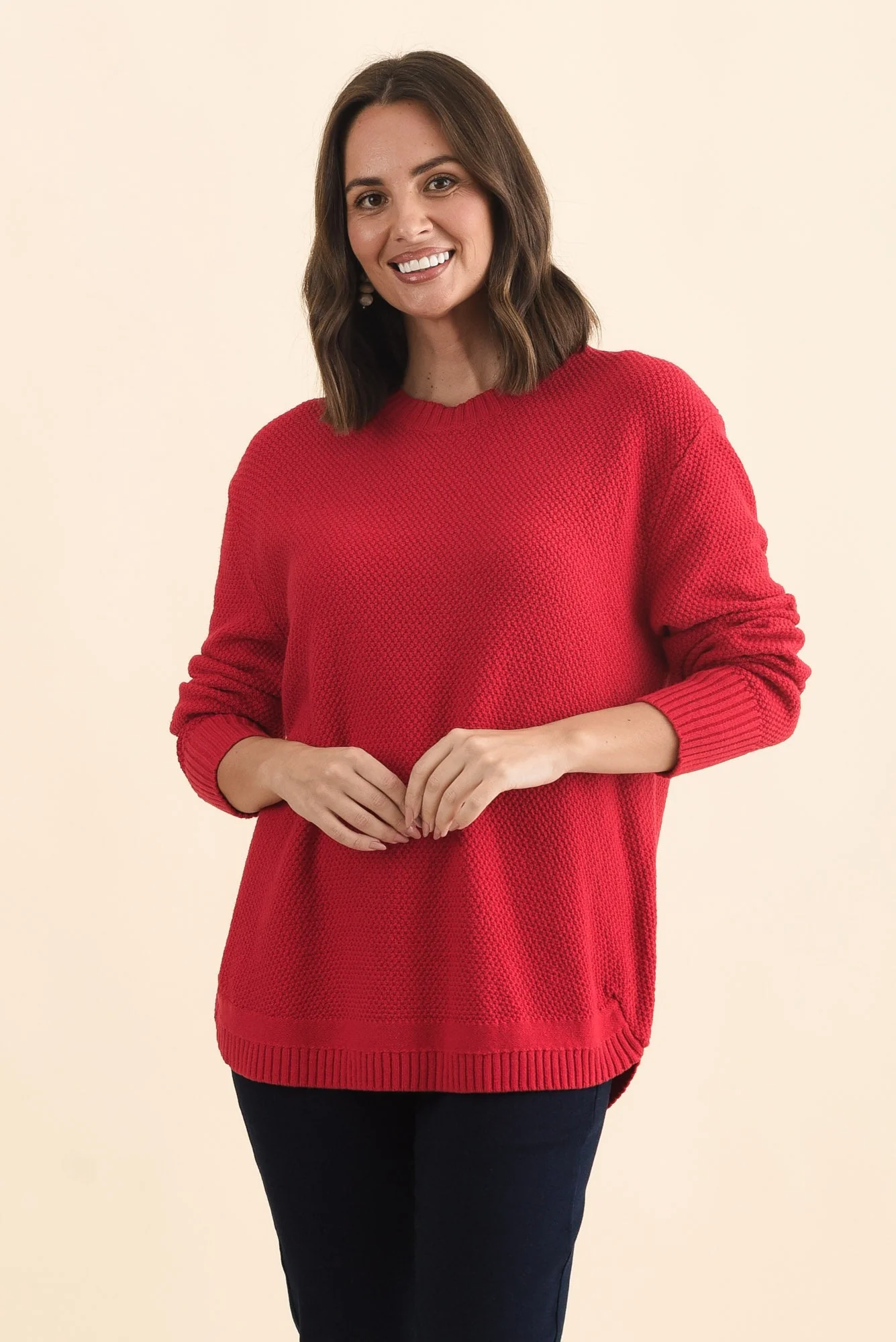 Skylar Red Cotton Blend Knit Jumper - Image 2