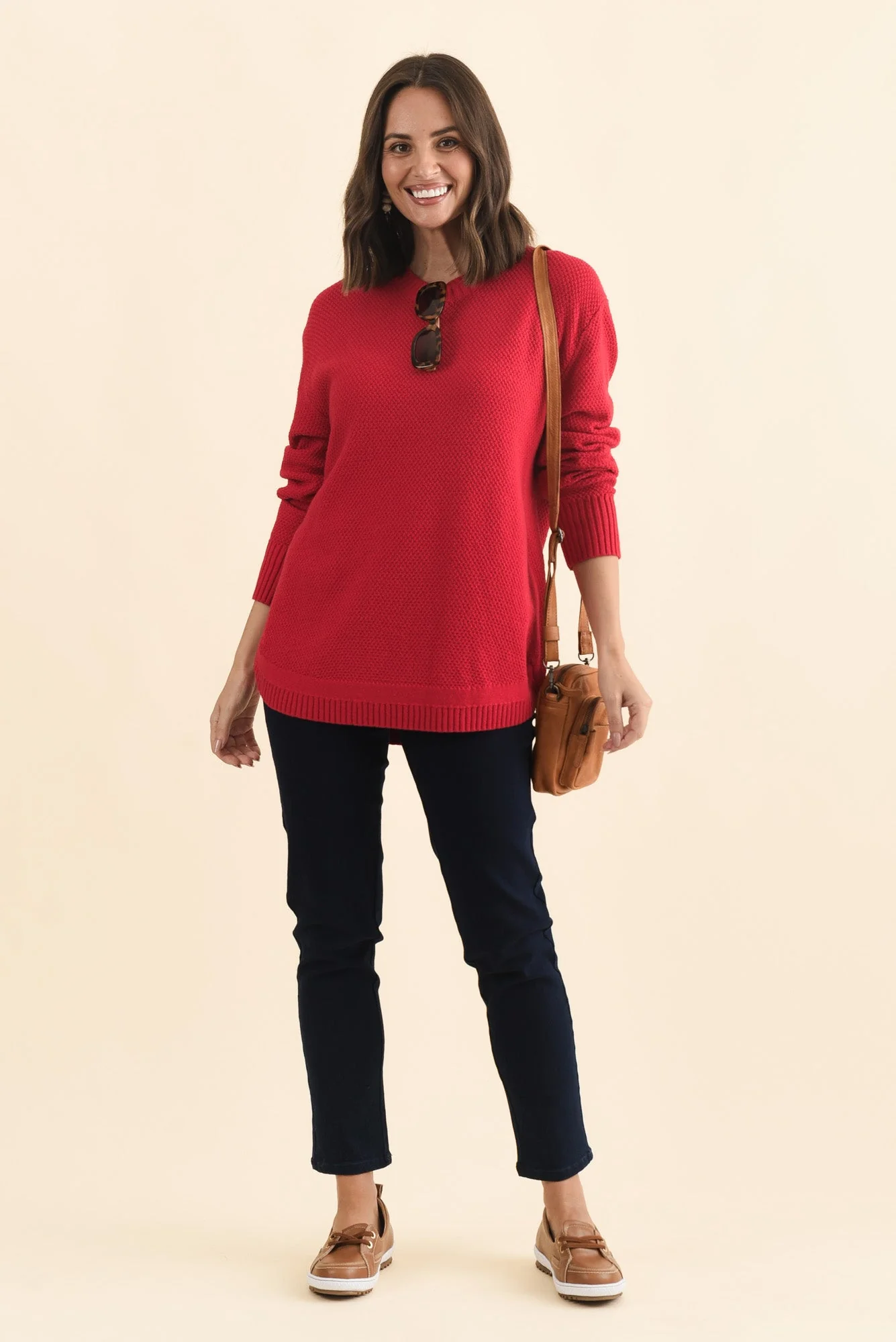 Skylar Red Cotton Blend Knit Jumper - Image 3