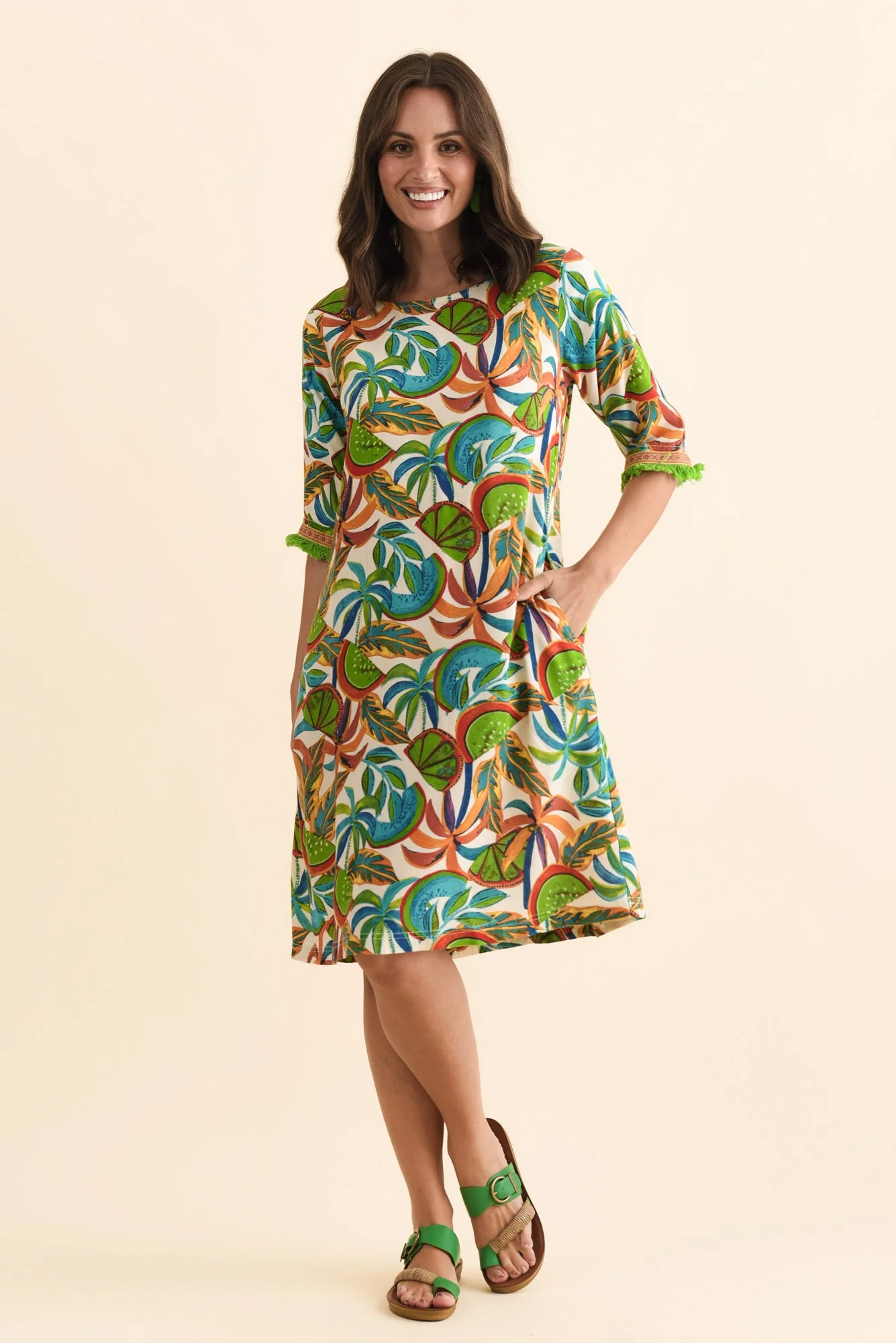 Solara Green Tropical Pocket Dress - Image 2