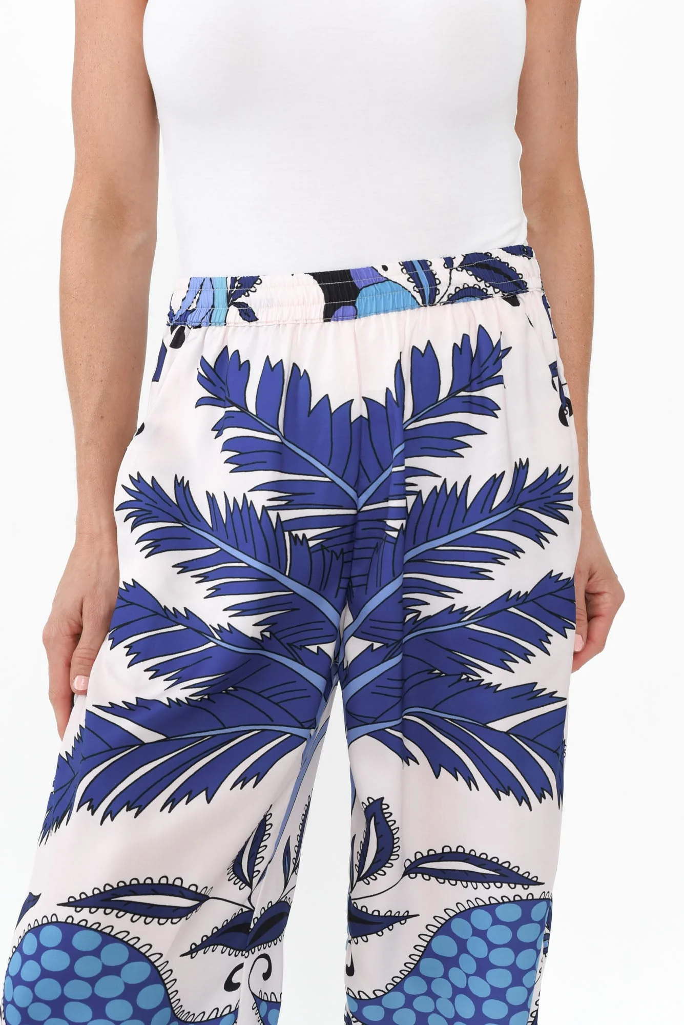 Sona Blue Tropical Wide Leg Pants - Image 7