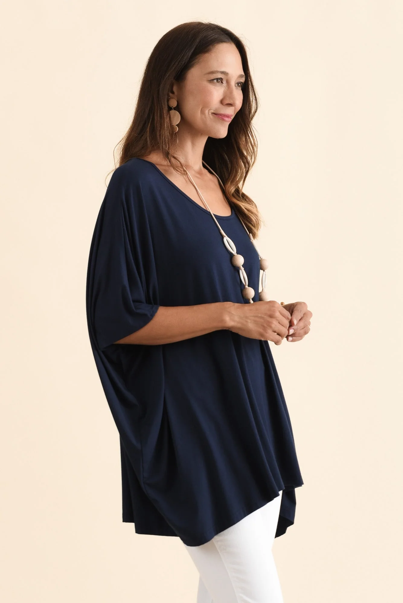Sorronda Navy Bamboo Batwing Top - Image 4
