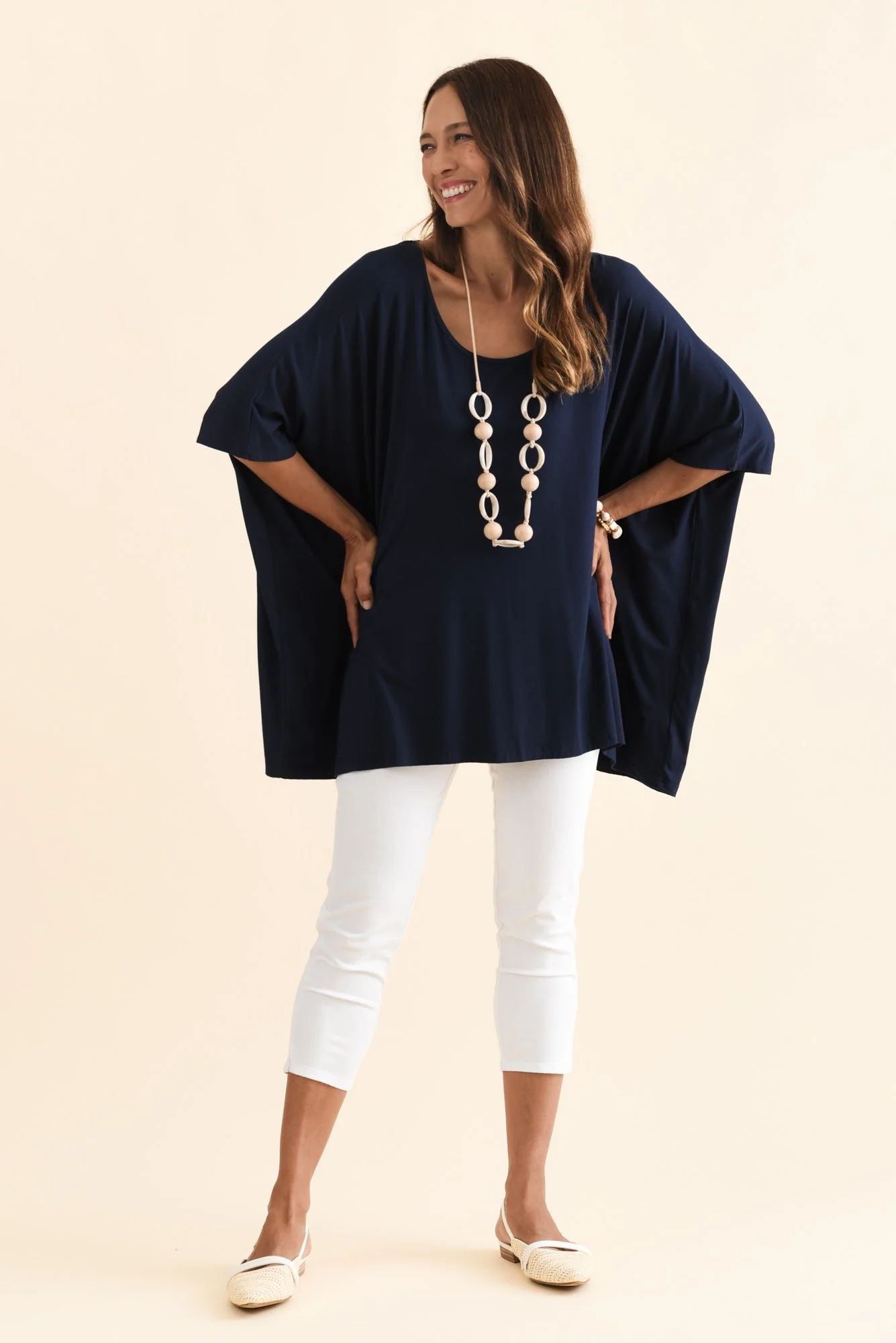Sorronda Navy Bamboo Batwing Top - Image 7