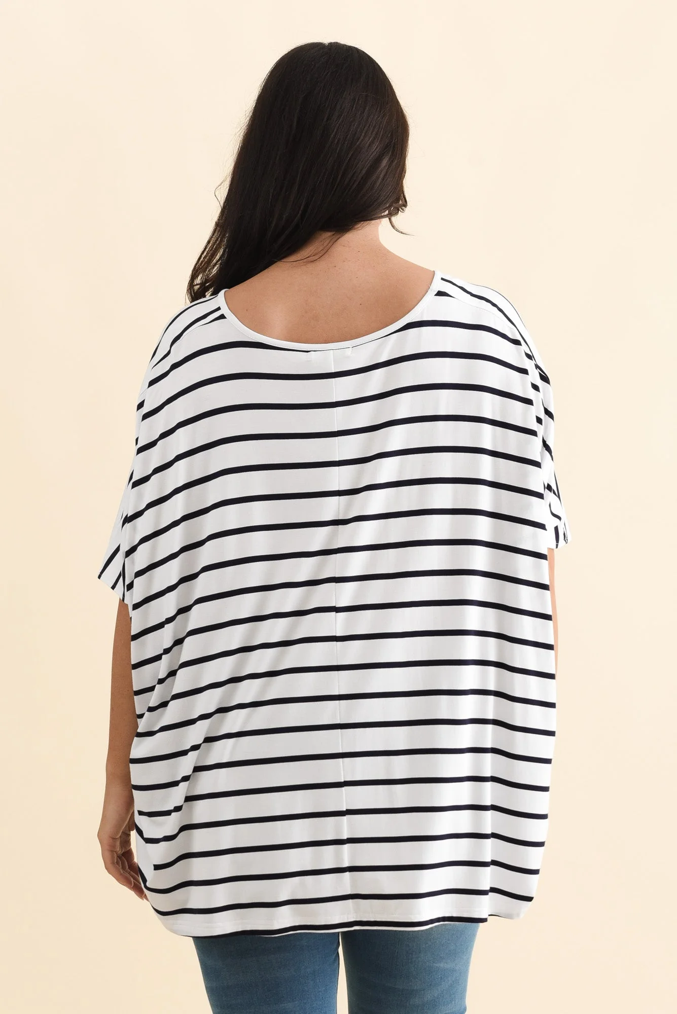 Sorronda White Stripe Bamboo Batwing Top - Image 12