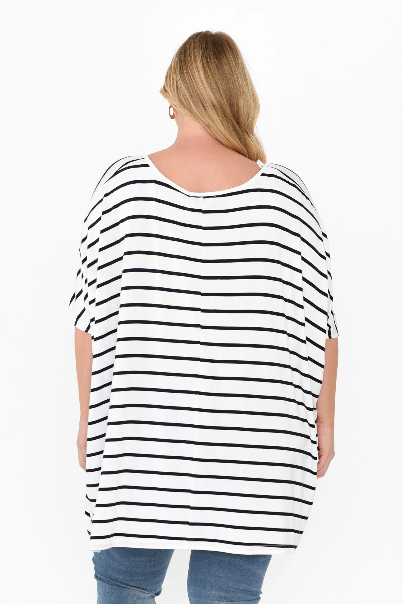 Sorronda White Stripe Bamboo Batwing Top - Image 16