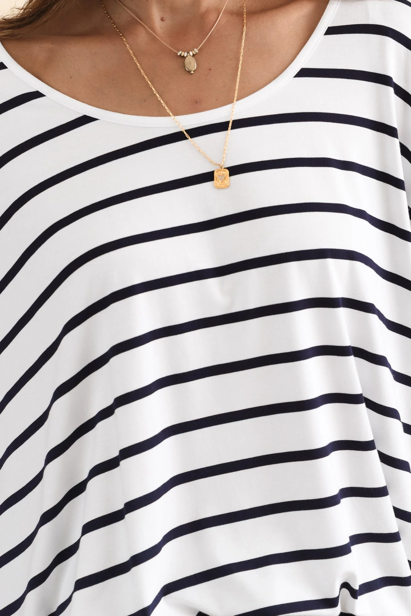Sorronda White Stripe Bamboo Batwing Top - Image 7