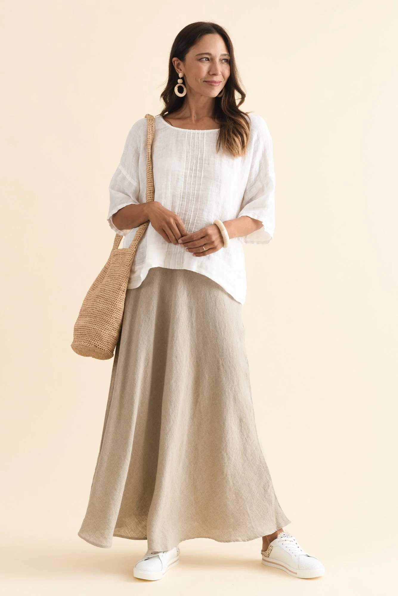 Sottana Beige Linen Maxi Skirt - Image 2
