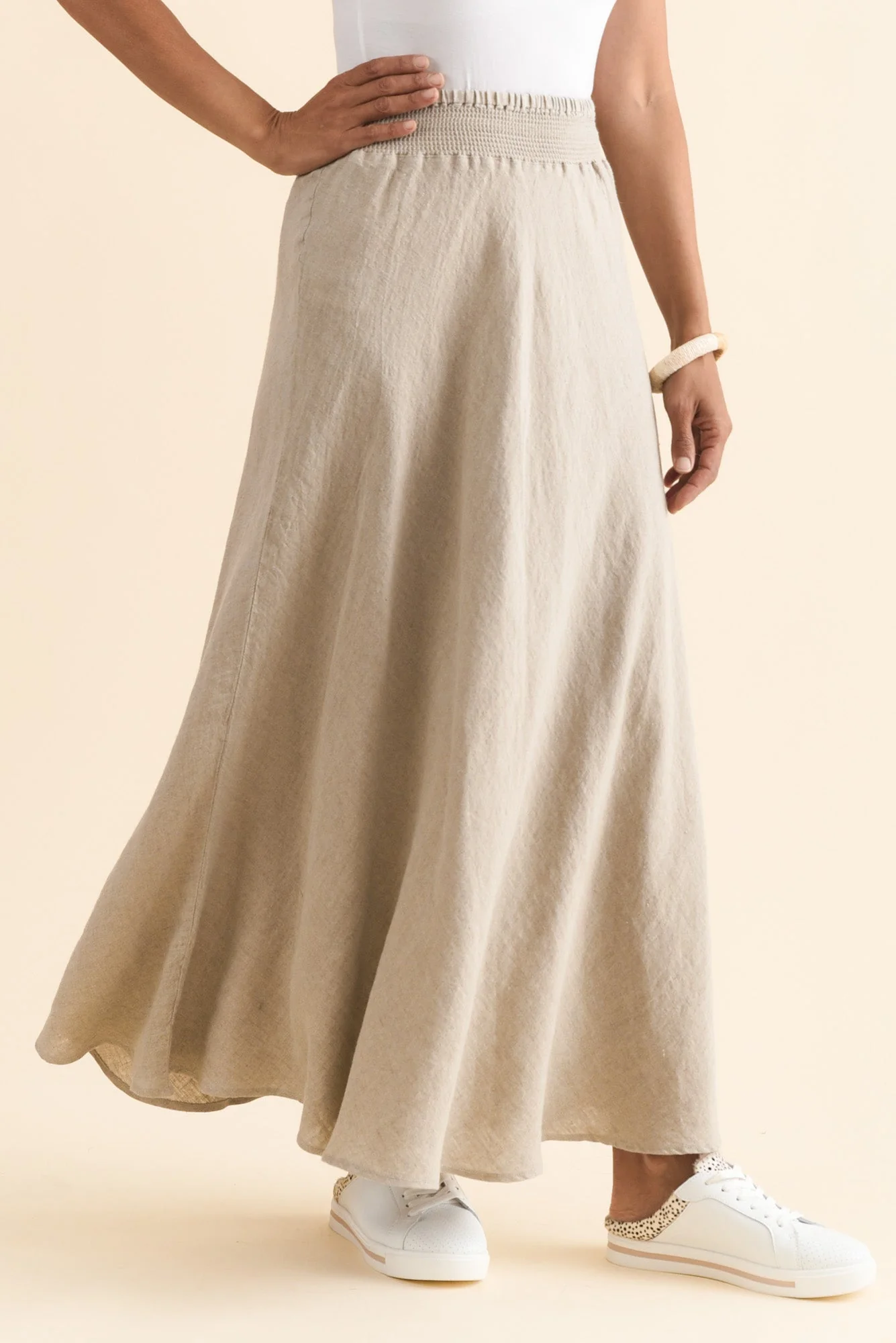 Sottana Beige Linen Maxi Skirt - Image 3