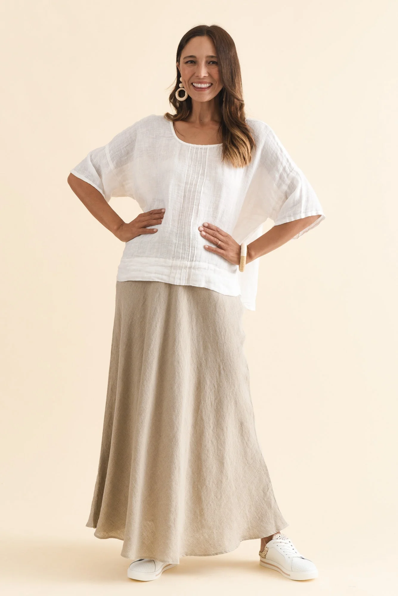 Sottana Beige Linen Maxi Skirt - Image 6