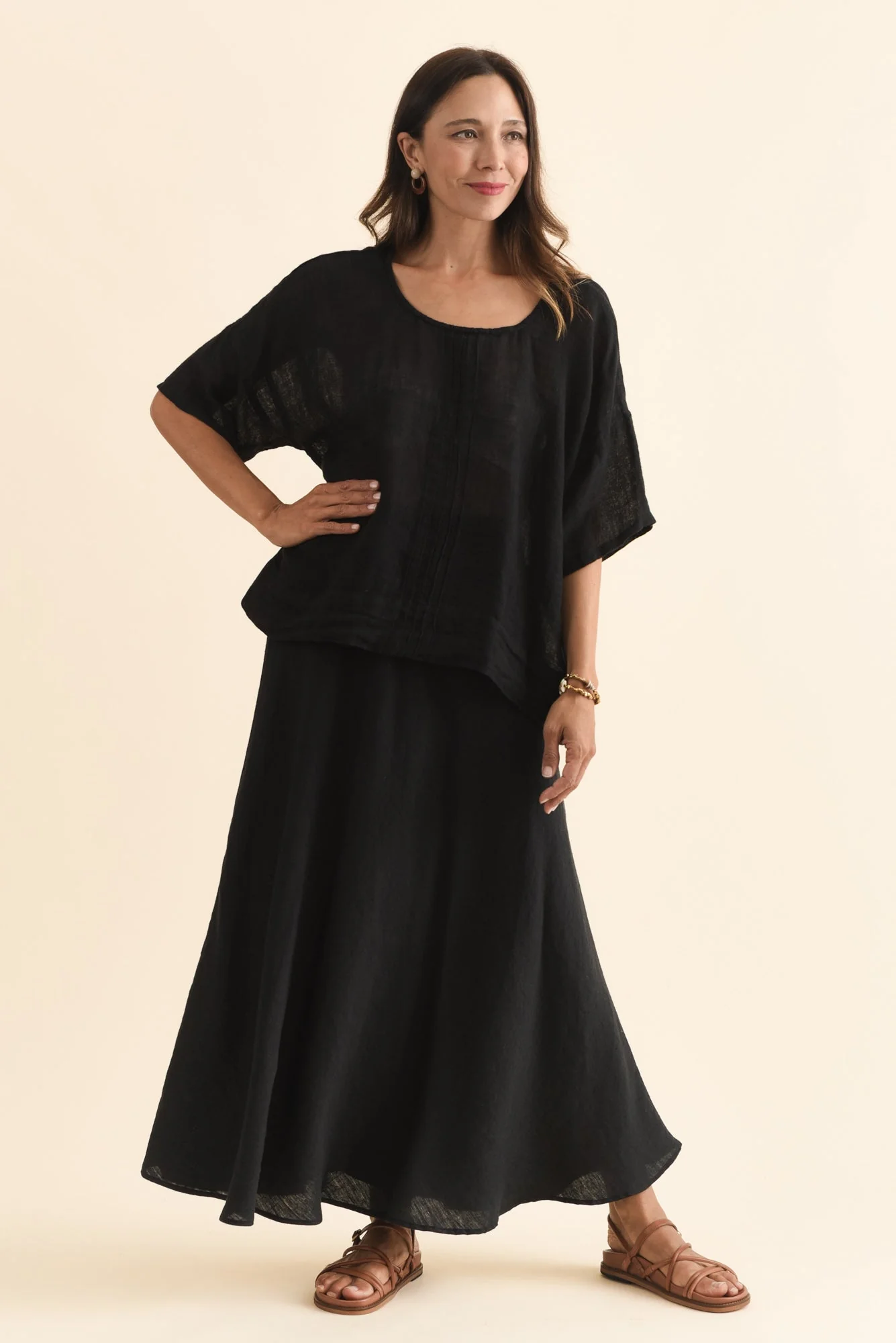 Sottana Black Linen Maxi Skirt - Image 6