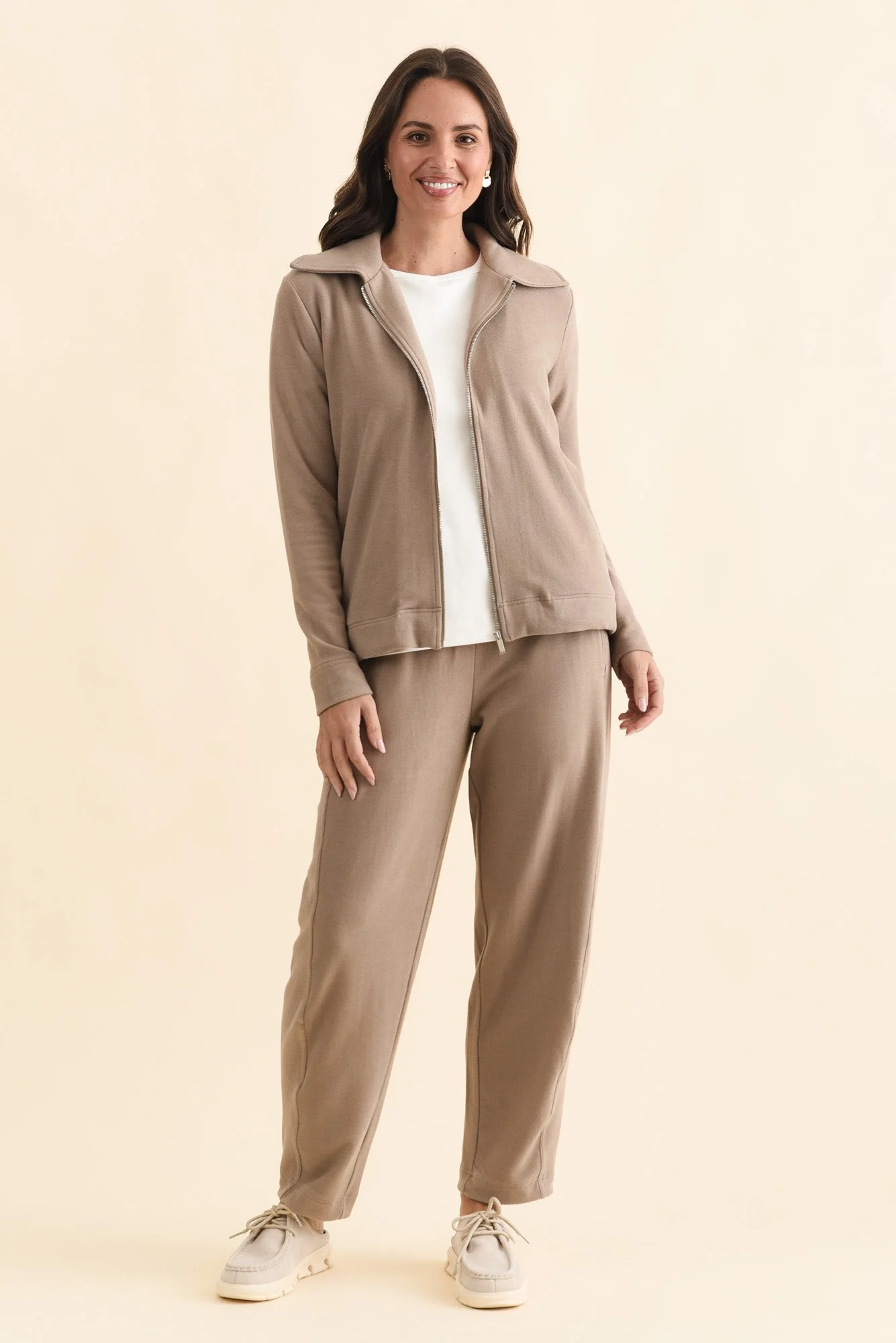 Souffle-Touch Beige Barrel Sweatpants - Image 2