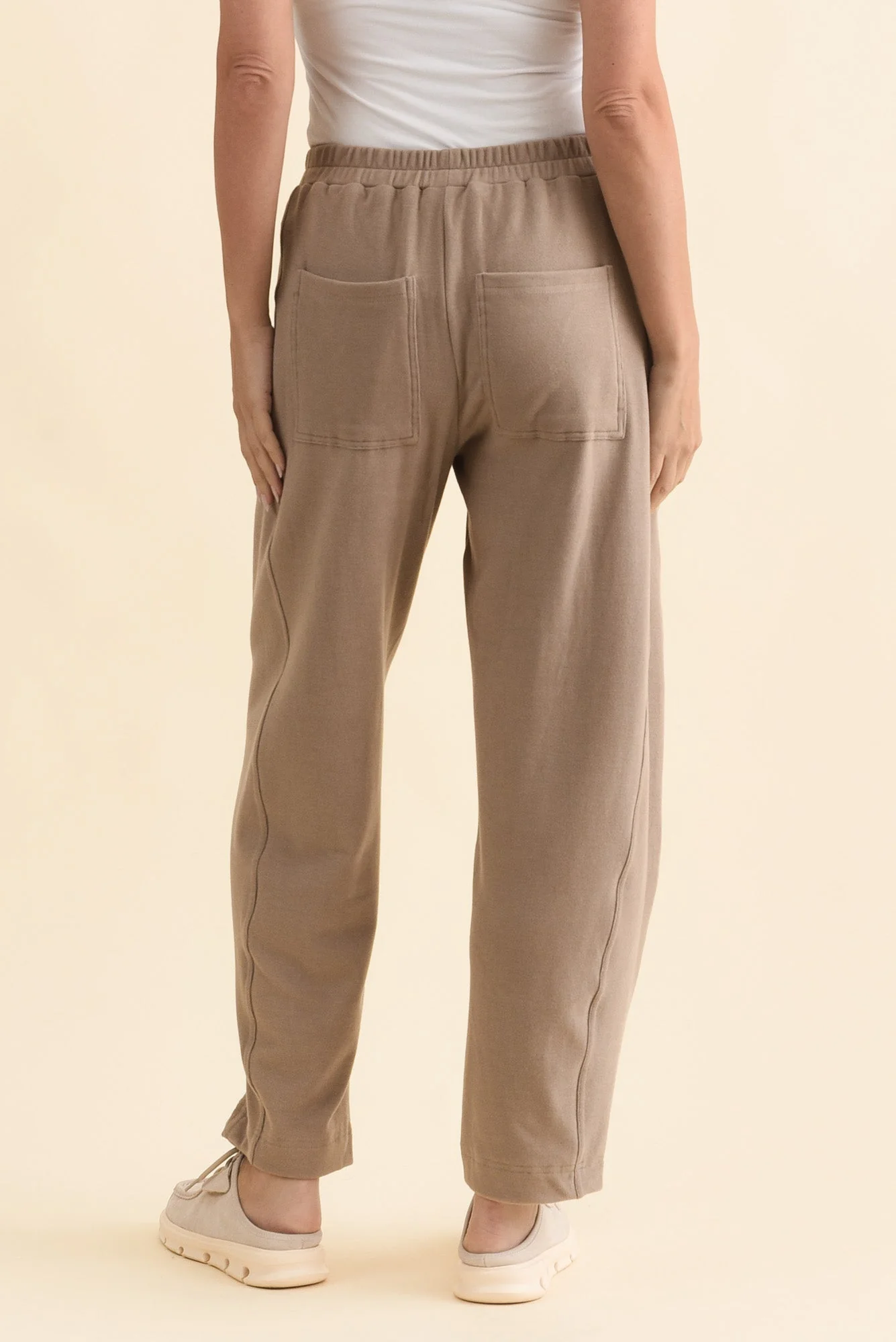 Souffle-Touch Beige Barrel Sweatpants - Image 4