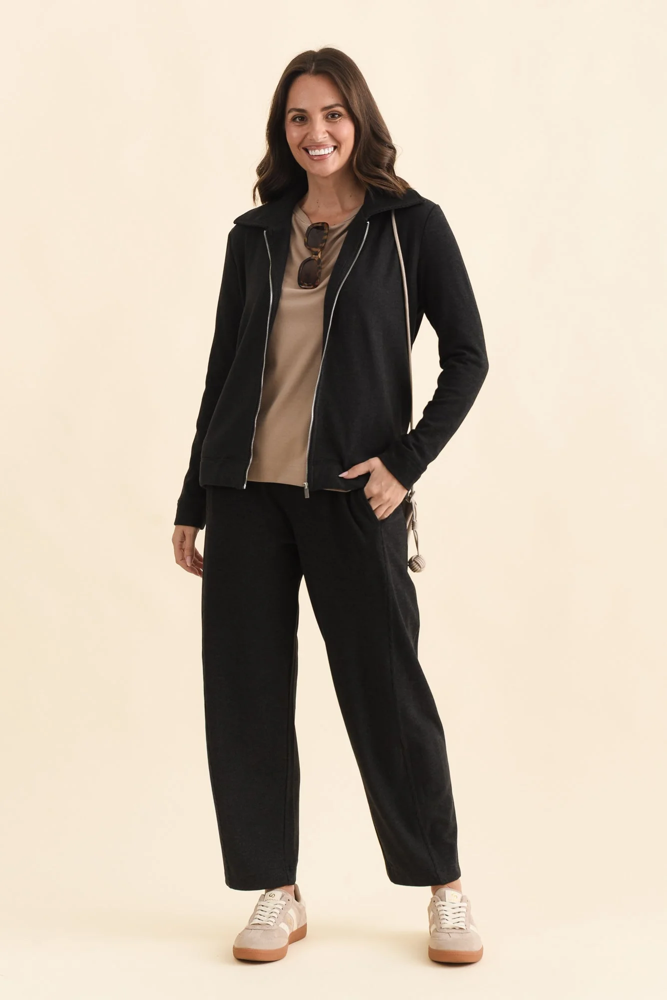 Souffle-Touch Charcoal Zip Jacket - Image 2