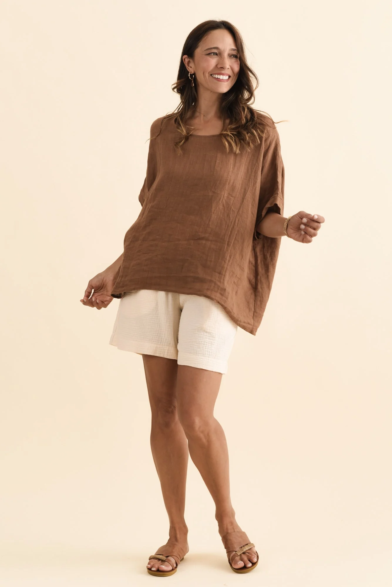 Spencer Cream Cotton Cheesecloth Shorts - Image 6