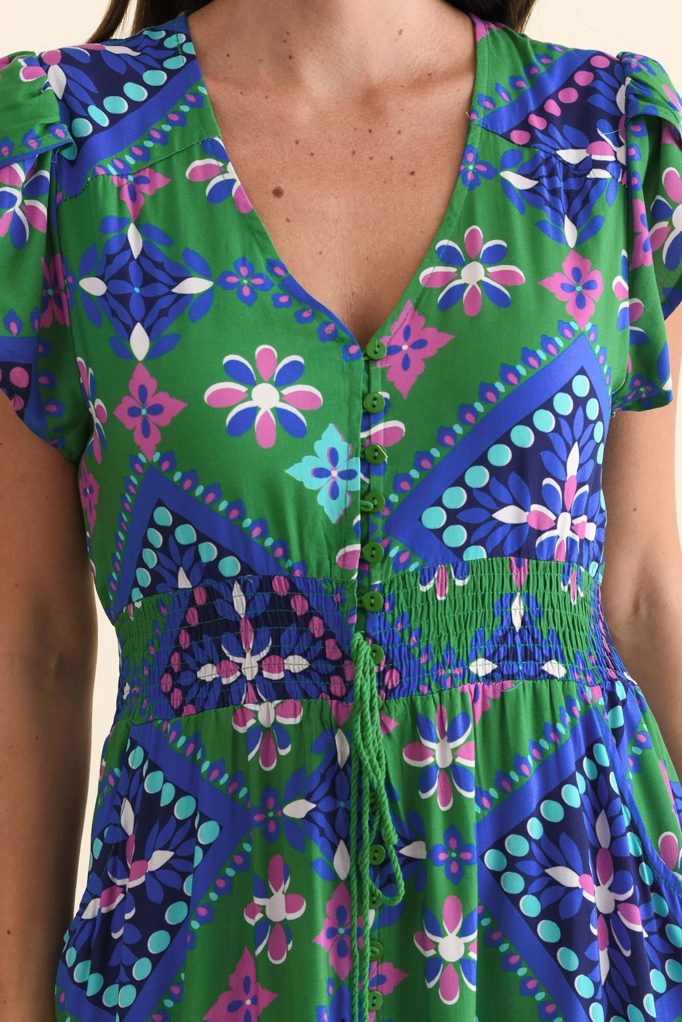 Spiers Green Geo Tie Dress - Image 5