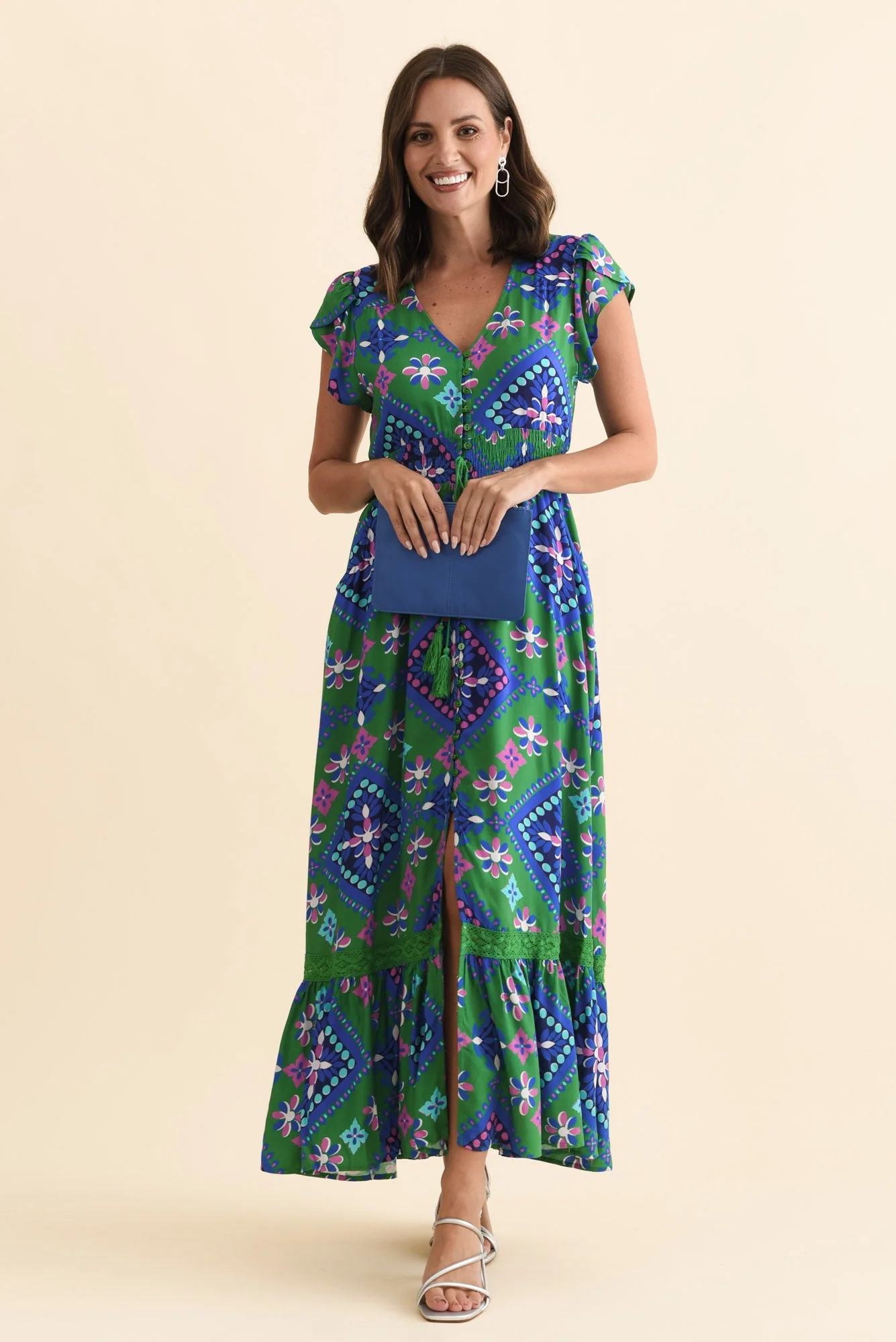 Spiers Green Geo Tie Dress - Image 6