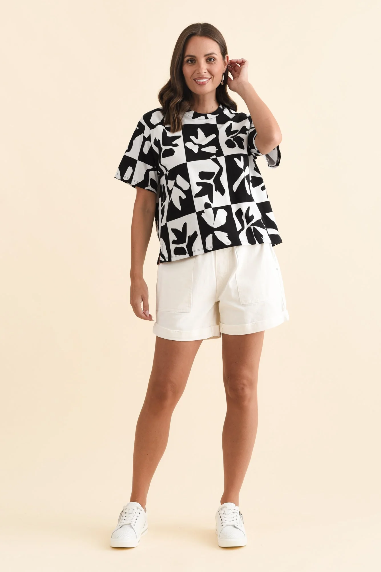 Splice Black Leaf Cotton Tee - Image 6