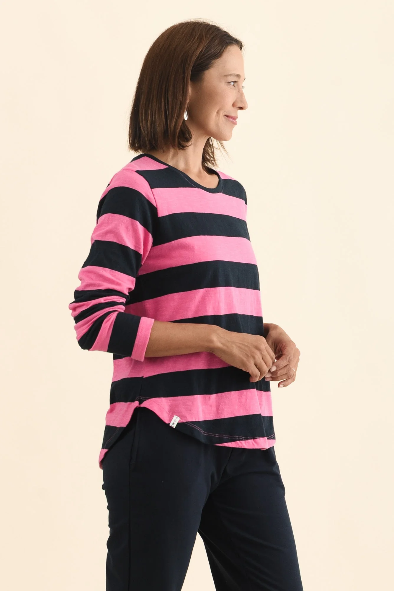 Spritz Navy Stripe Long Sleeve Tee - Image 3