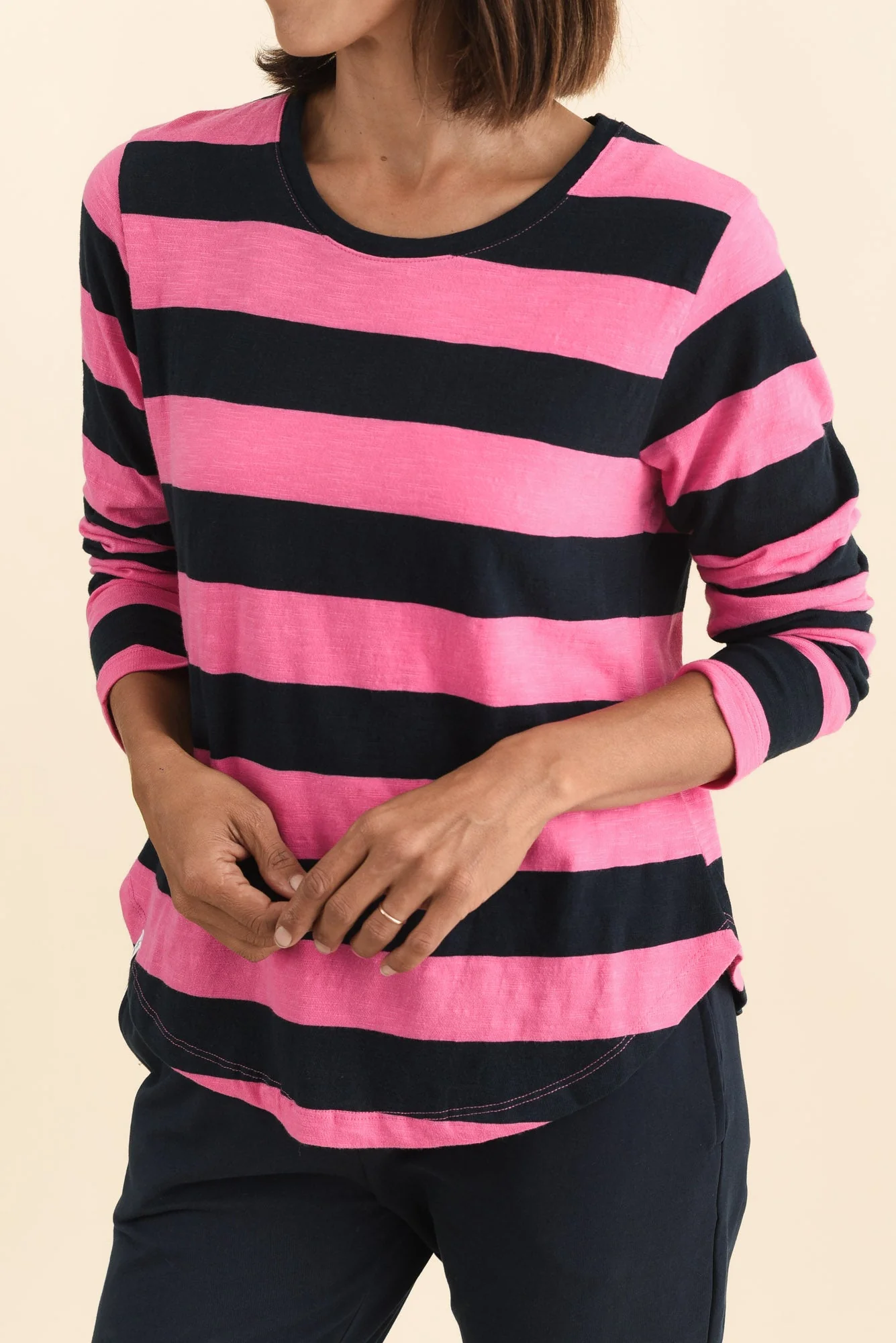Spritz Navy Stripe Long Sleeve Tee - Image 5