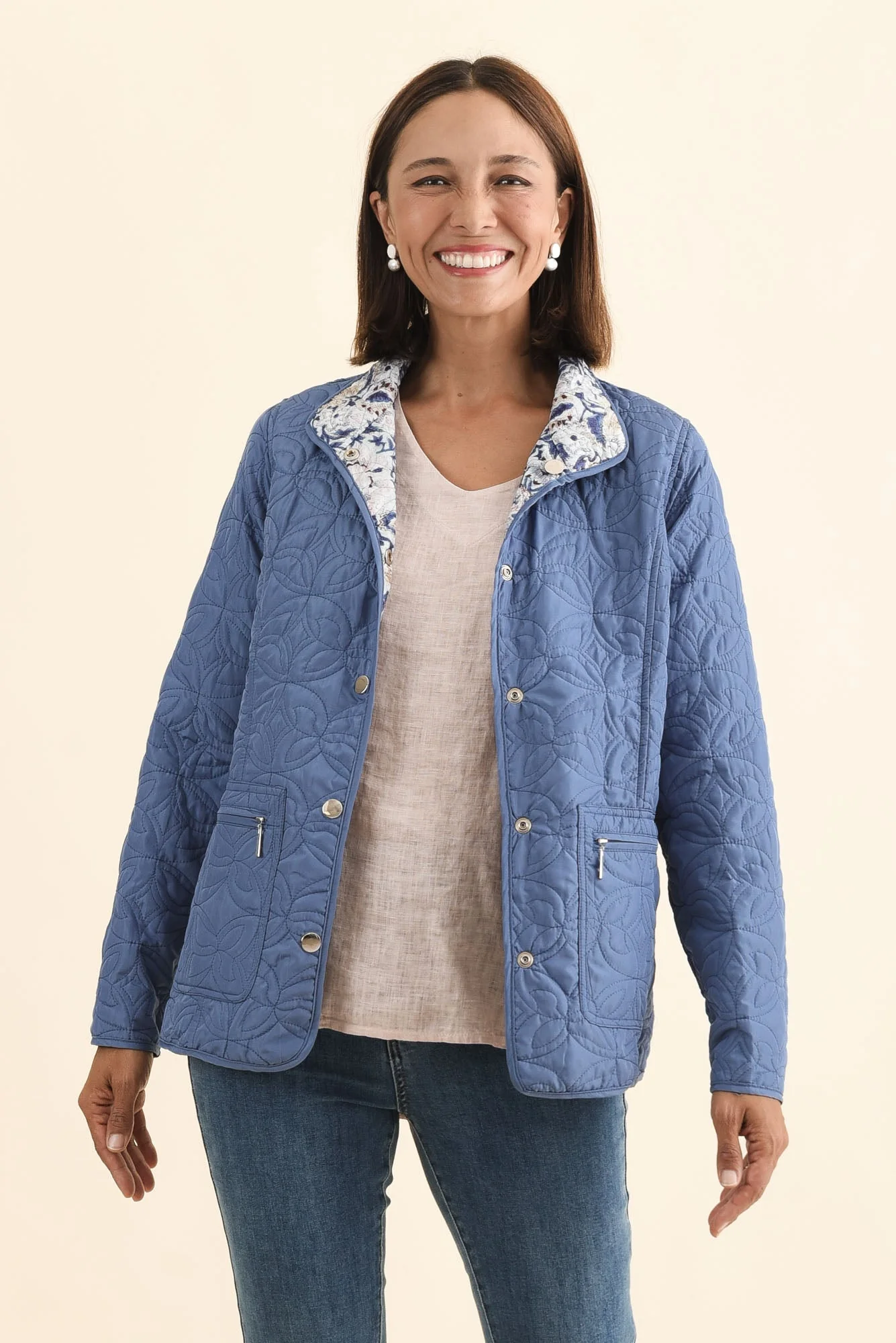 Stefan Blue Paisley Embroidered Button Jacket - Image 3
