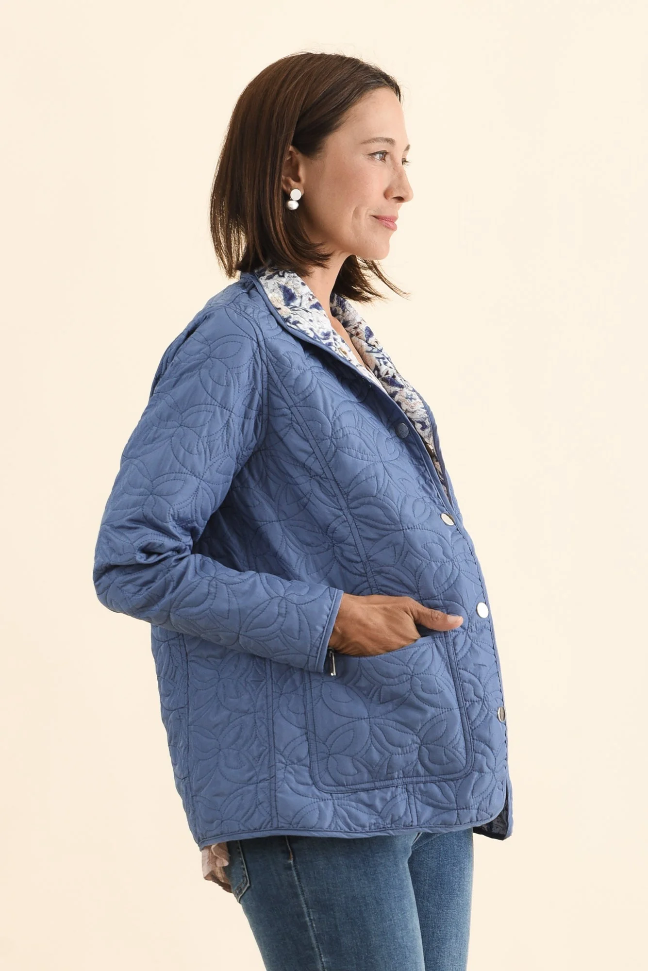 Stefan Blue Paisley Embroidered Button Jacket - Image 5