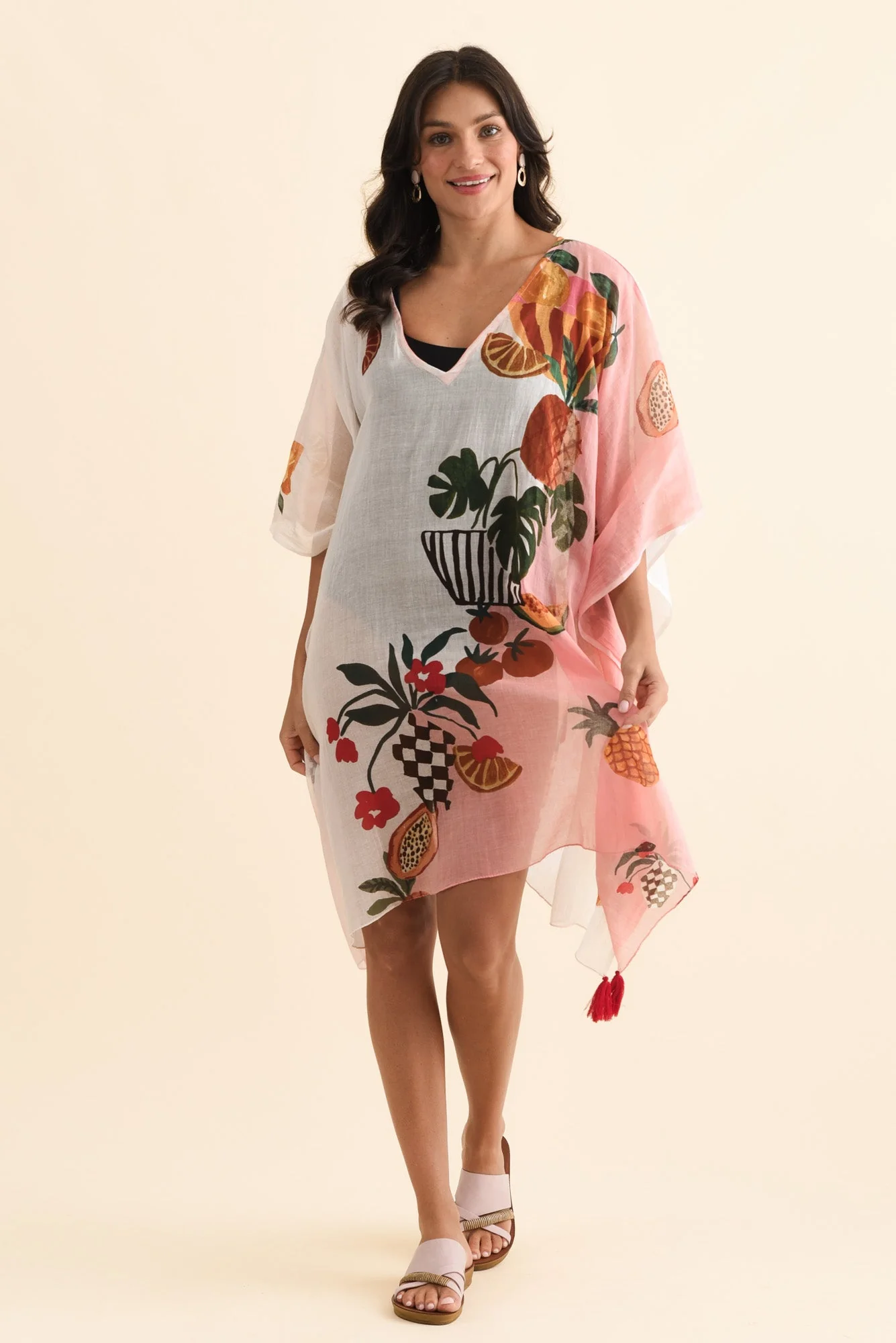 Stella Pink Fruity Cotton Kaftan - Image 2