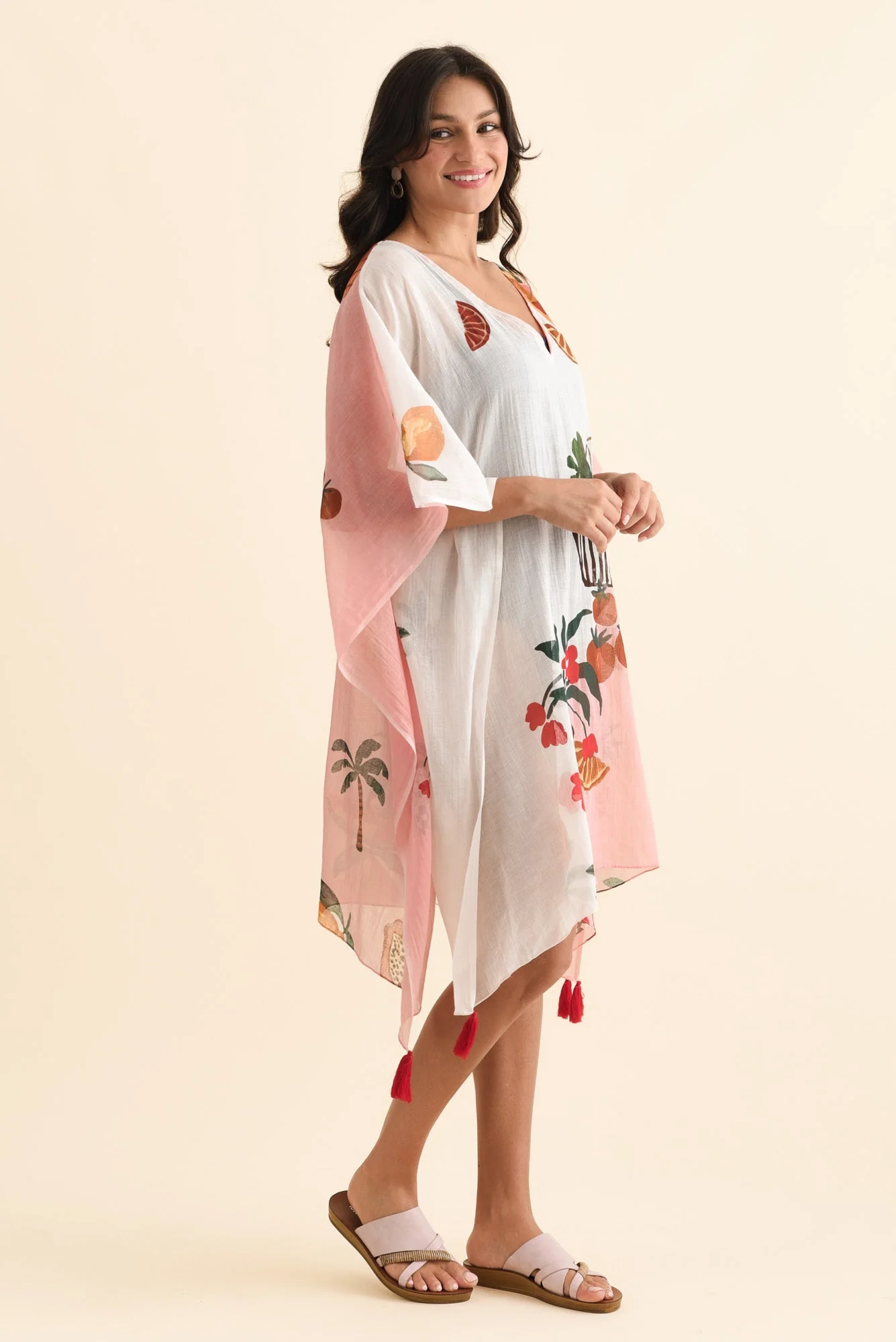 Stella Pink Fruity Cotton Kaftan - Image 3