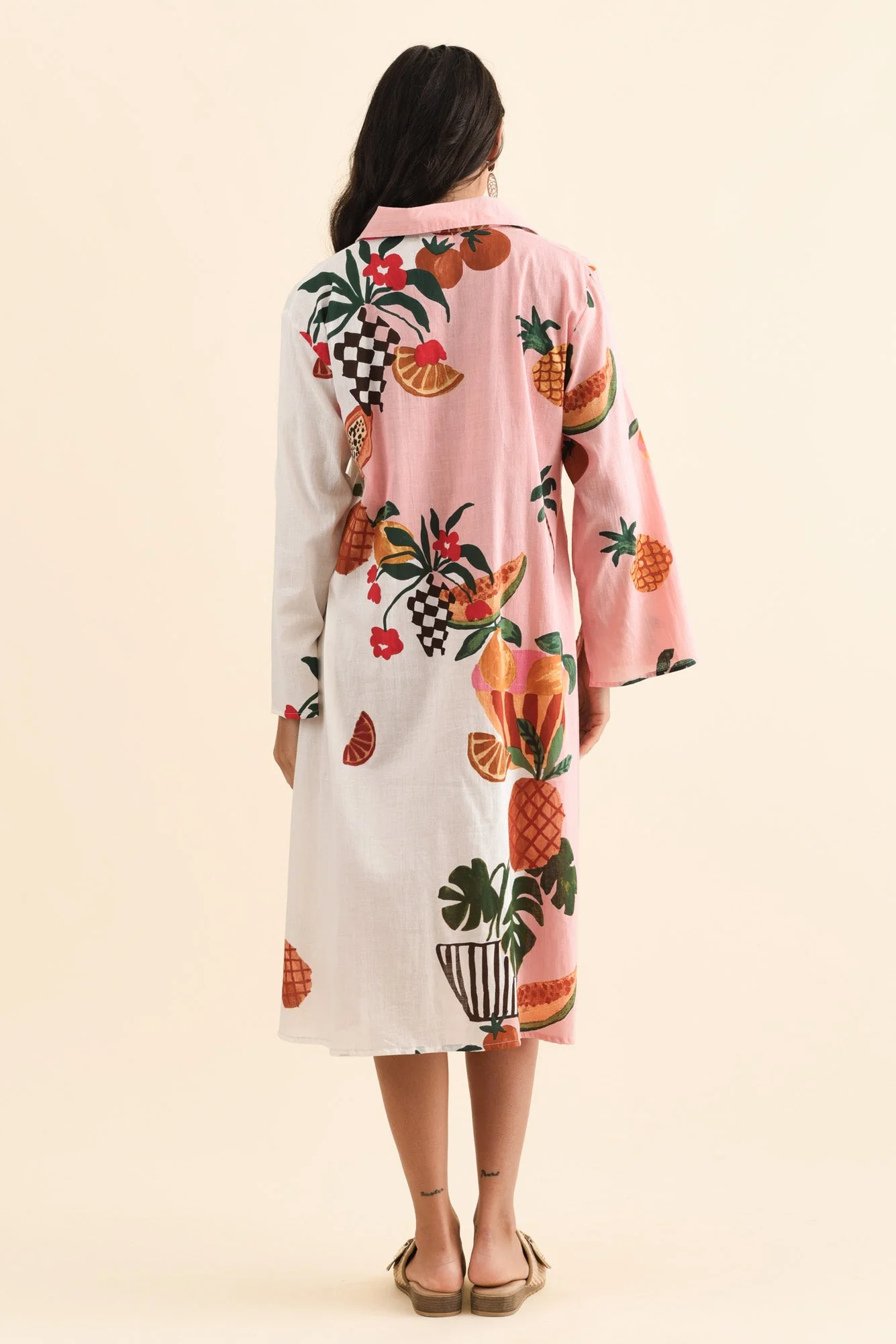 Stella Pink Fruity Cotton Shirt Dress - Image 4