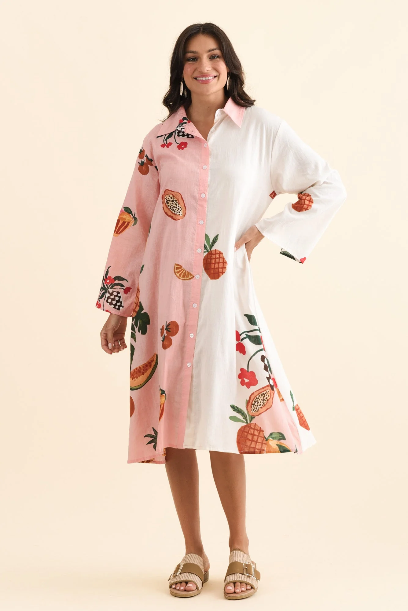 Stella Pink Fruity Cotton Shirt Dress - Image 6