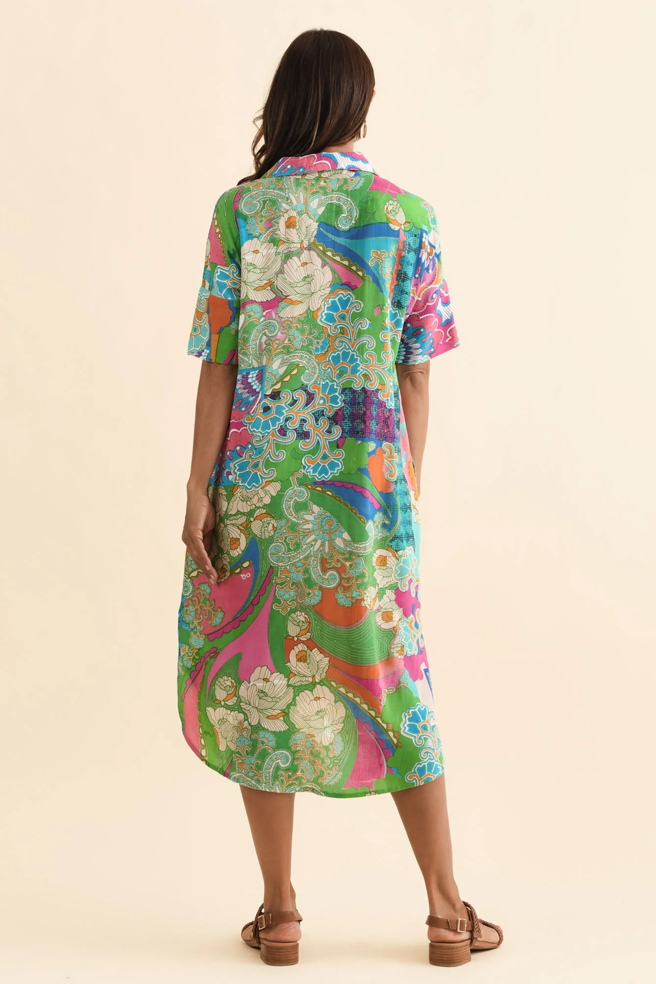 Stephanie Green Mosaic Button Dress - Image 4