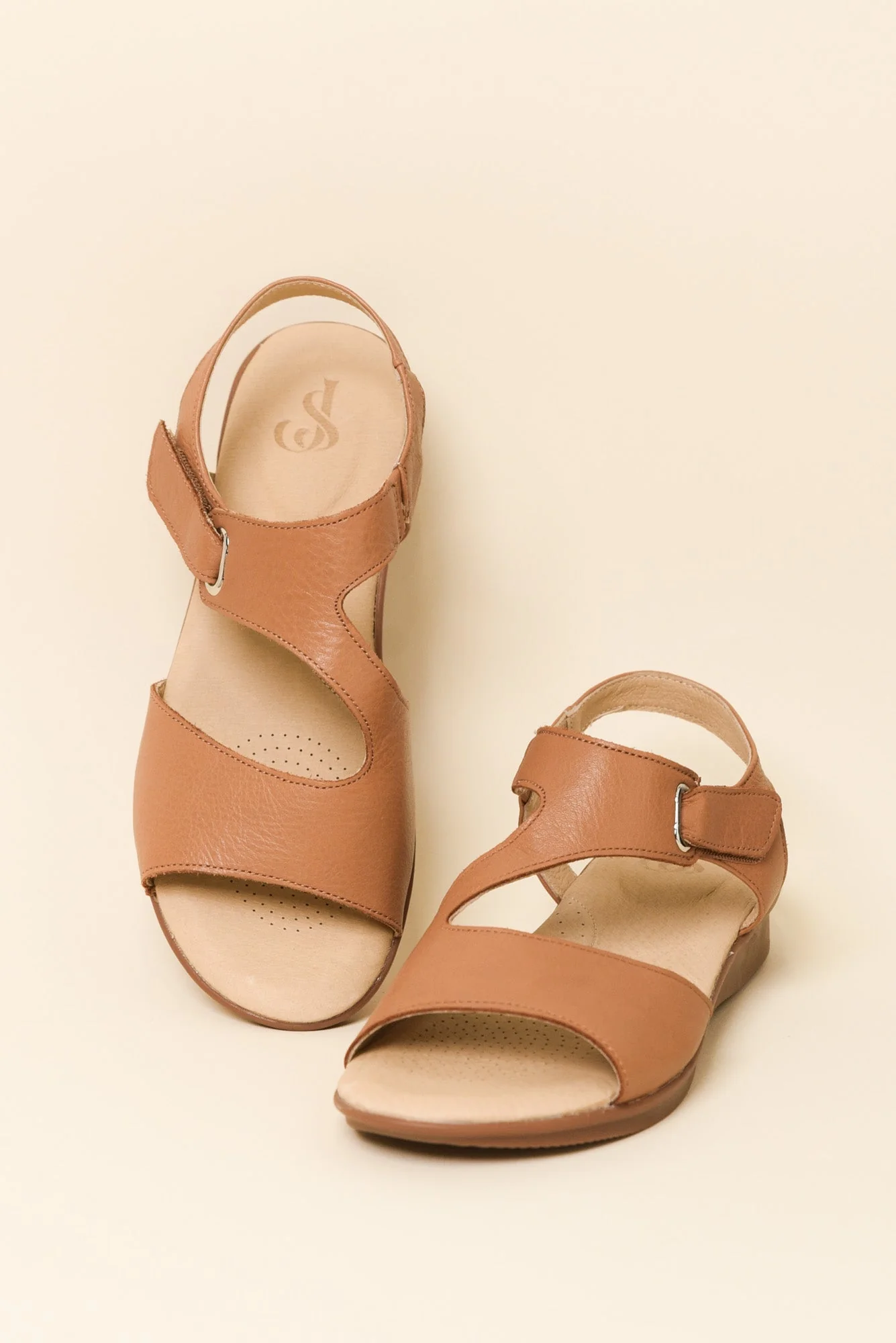 Stie Tan Leather Velcro Sandal - Image 2